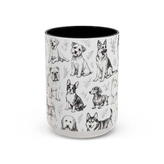 Dog Pattern Accent Coffee Mug 15 oz