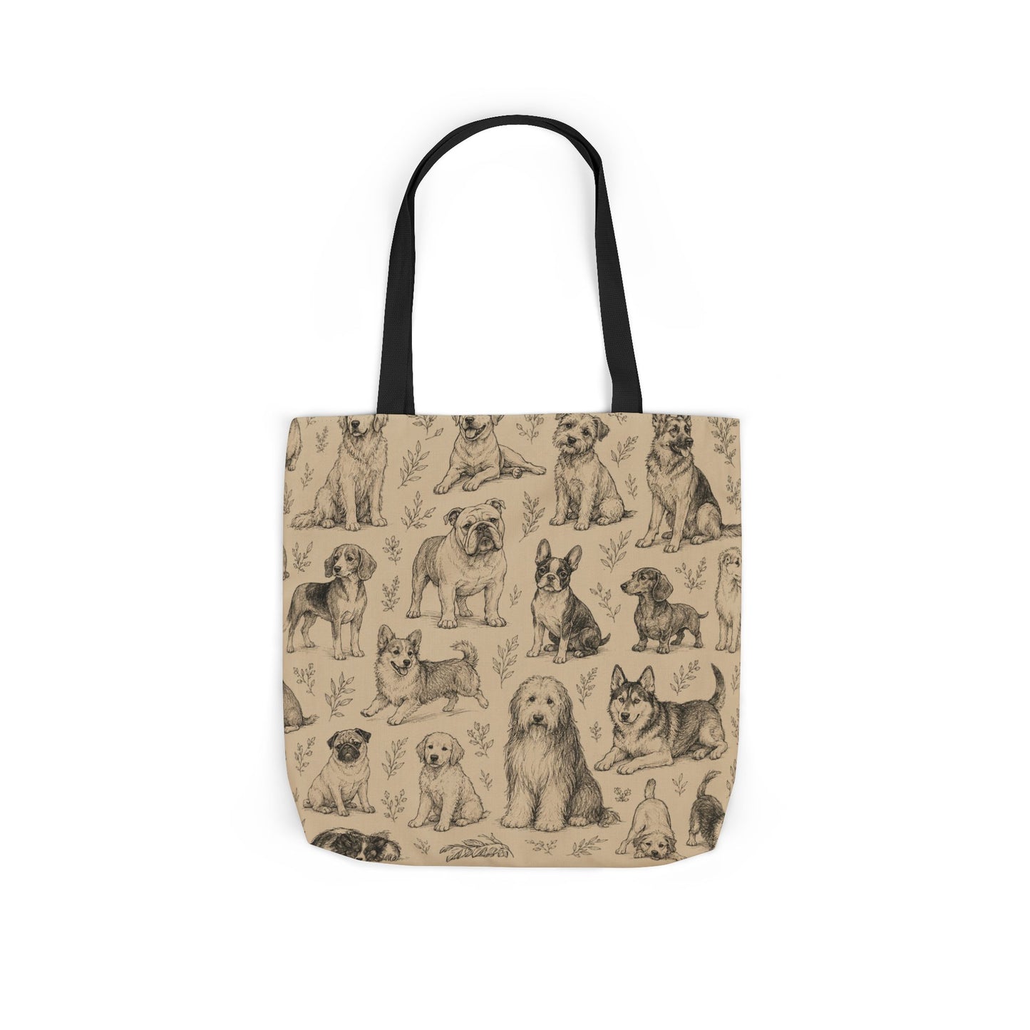 Canvas Tote Bag - Vintage Sketch Dogs Pattern