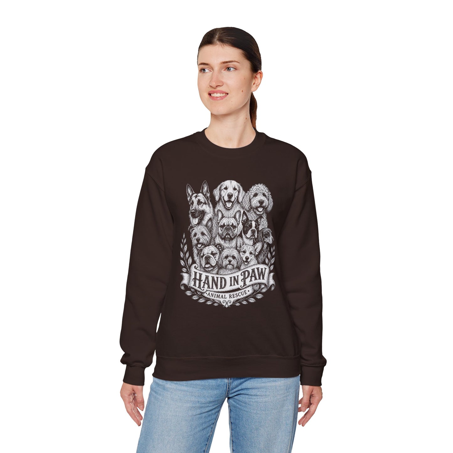 Hand in Paw Animal Rescue - Vintage Animal Sketch Unisex Crewneck Sweatshirt