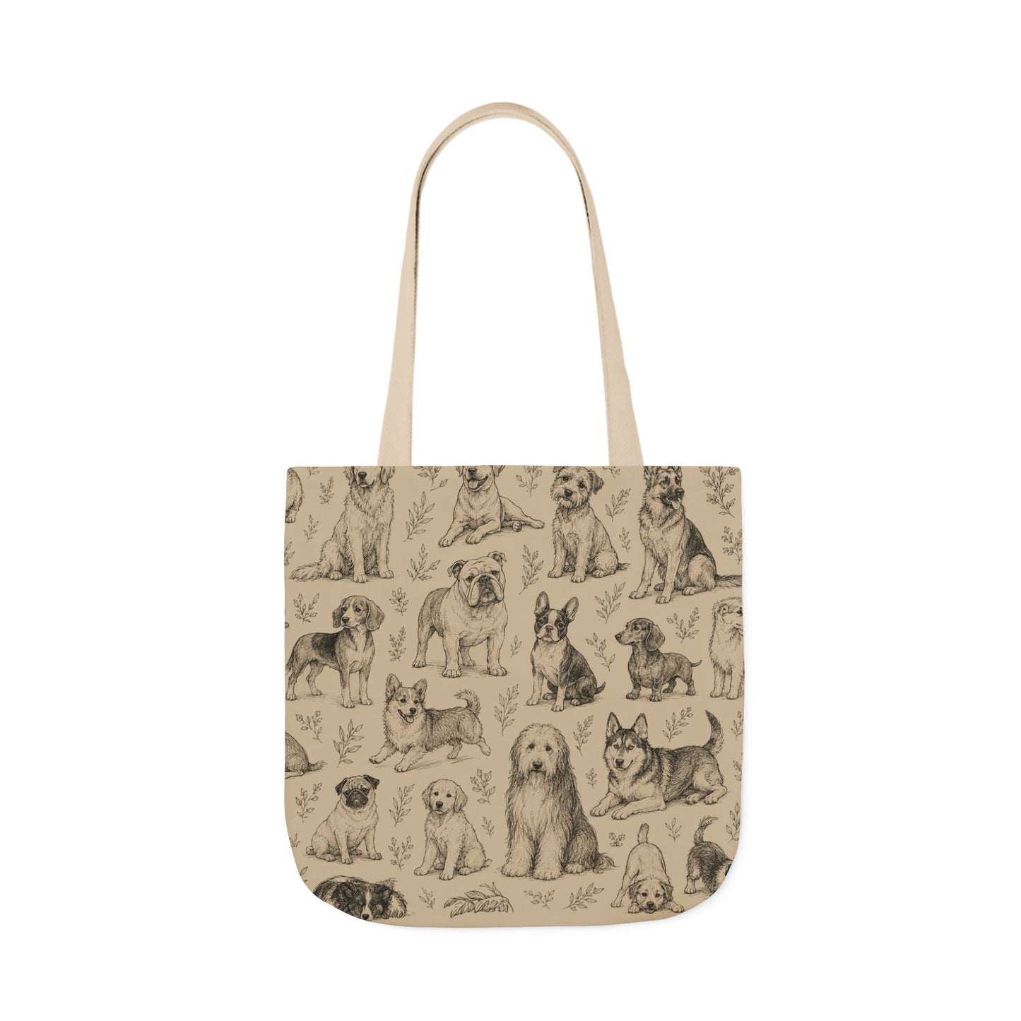 Canvas Tote Bag - Vintage Sketch Dogs Pattern