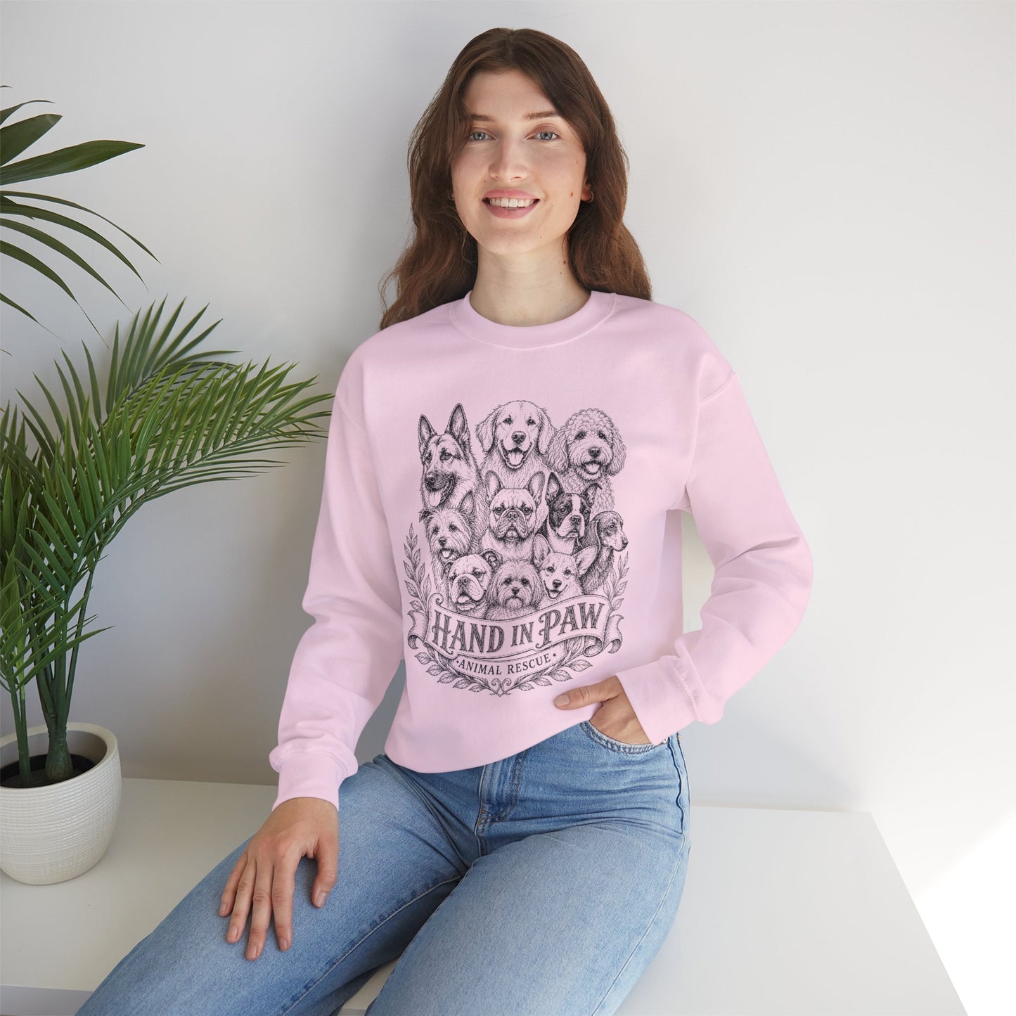 Hand in Paw Animal Rescue - Vintage Animal Sketch Unisex Crewneck Sweatshirt