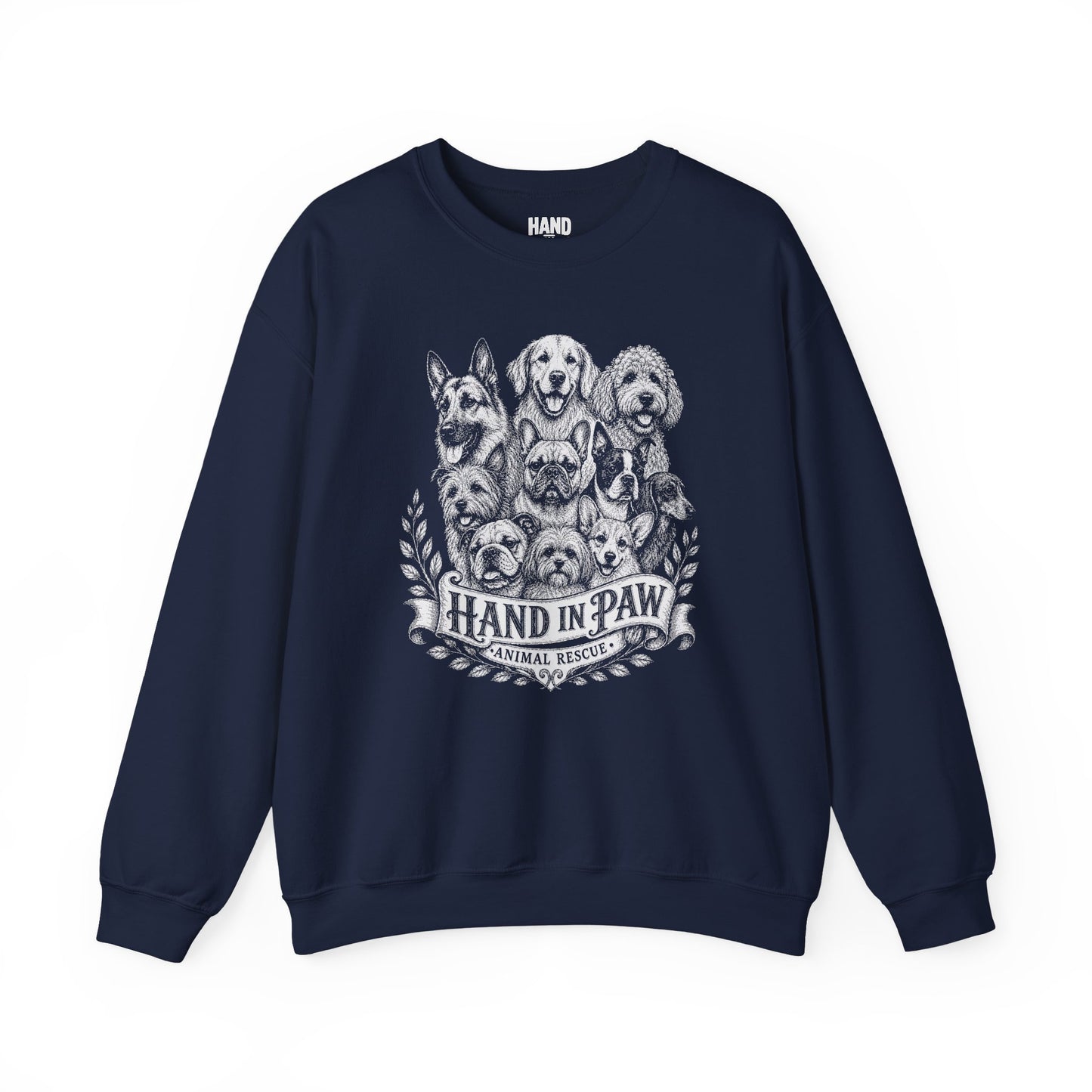 Hand in Paw Animal Rescue - Vintage Animal Sketch Unisex Crewneck Sweatshirt