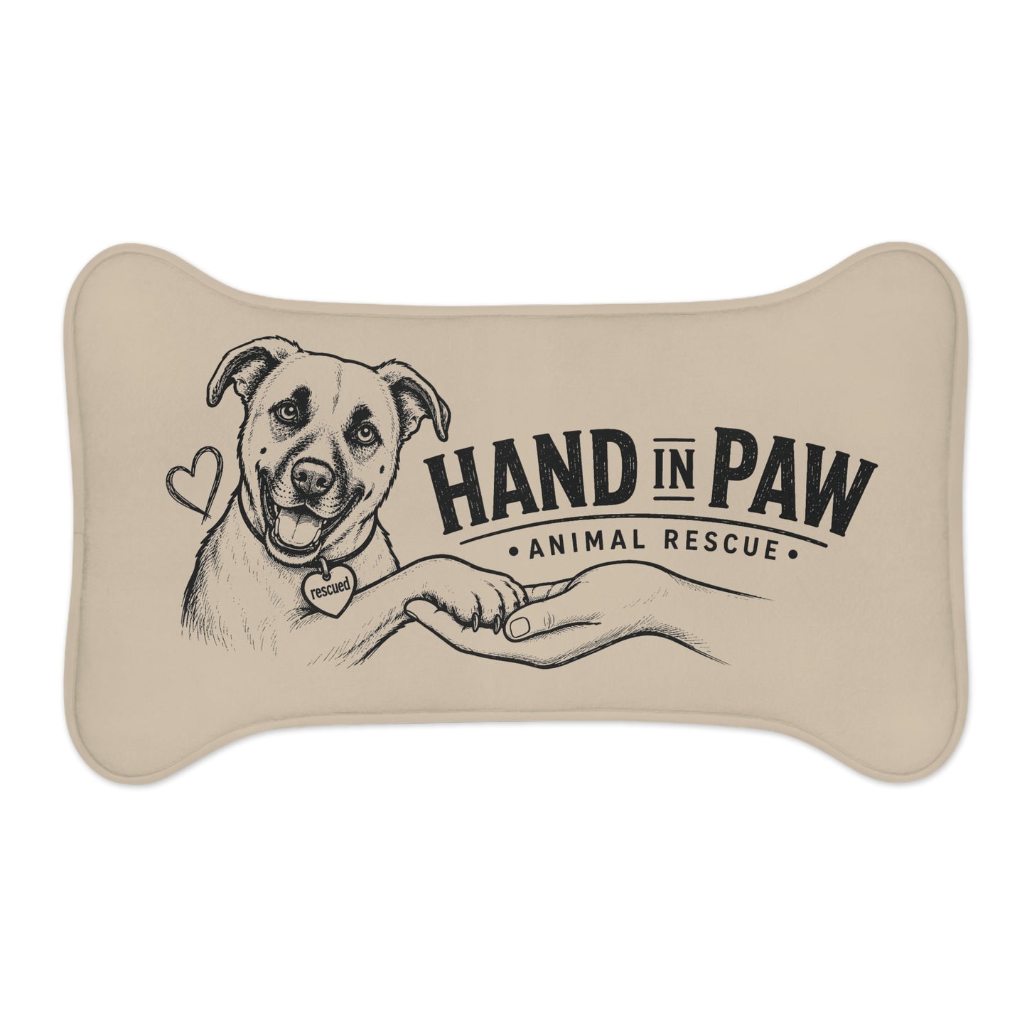 Hand in Paw Pet Feeding Mat - Non-Slip Bone-Shaped
