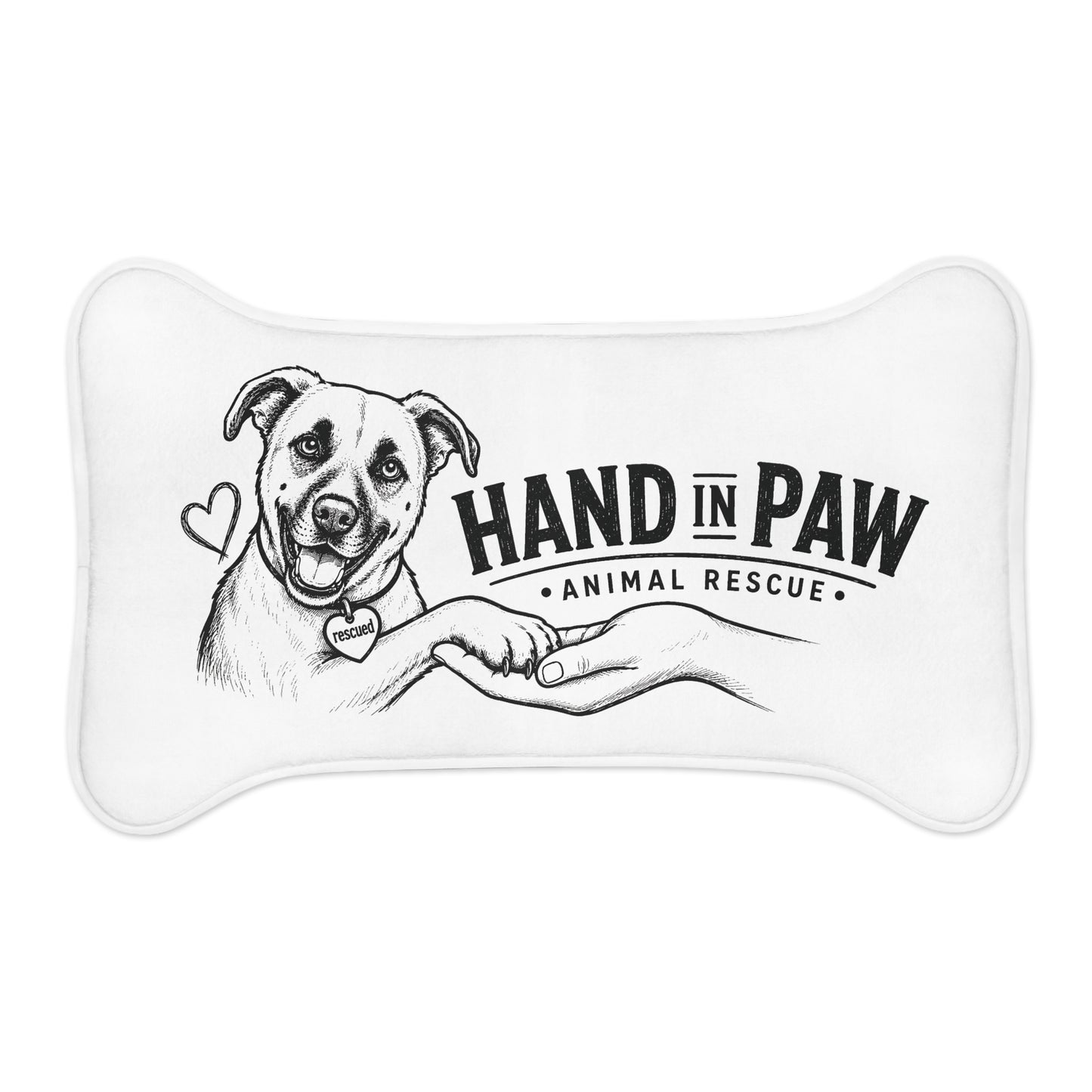 Hand in Paw Pet Feeding Mat - Non-Slip Bone-Shaped