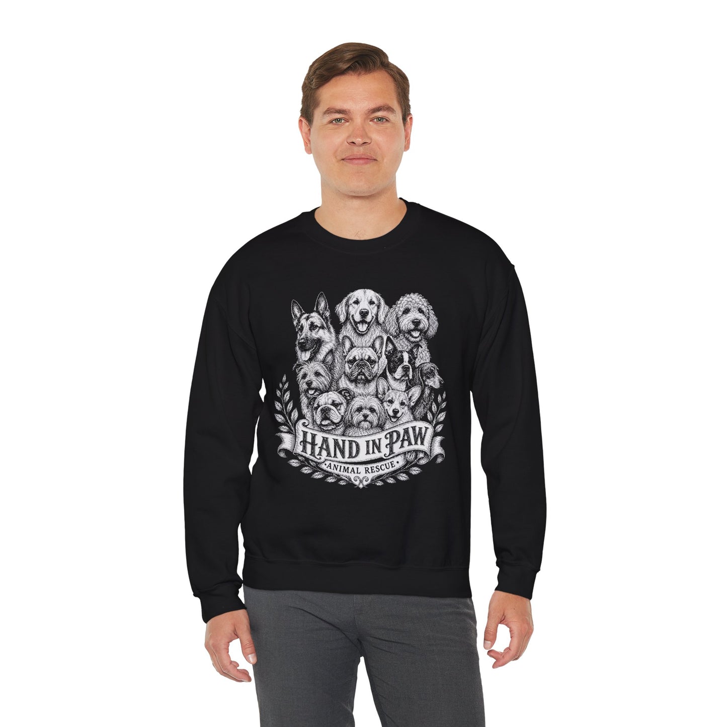 Hand in Paw Animal Rescue - Vintage Animal Sketch Unisex Crewneck Sweatshirt