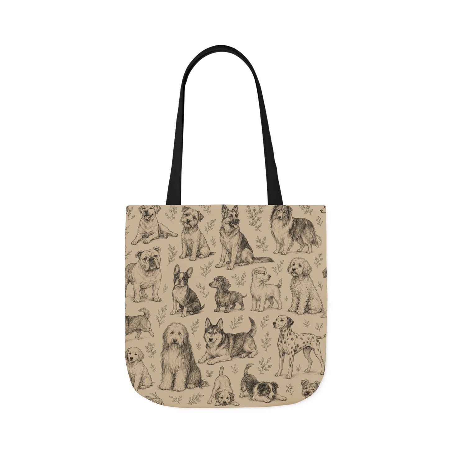Canvas Tote Bag - Vintage Sketch Dogs Pattern