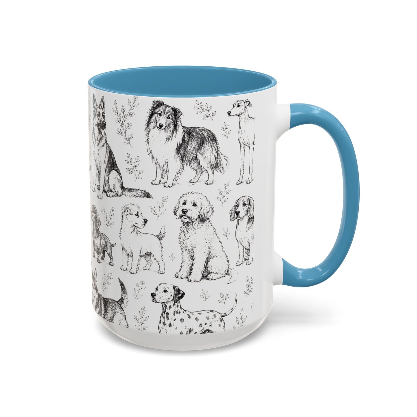 Dog Pattern Accent Coffee Mug 15 oz