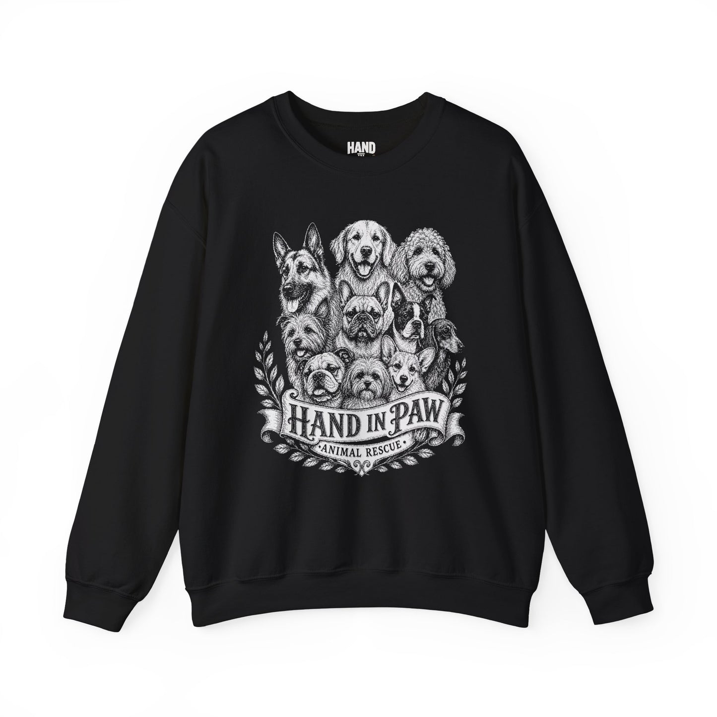 Hand in Paw Animal Rescue - Vintage Animal Sketch Unisex Crewneck Sweatshirt