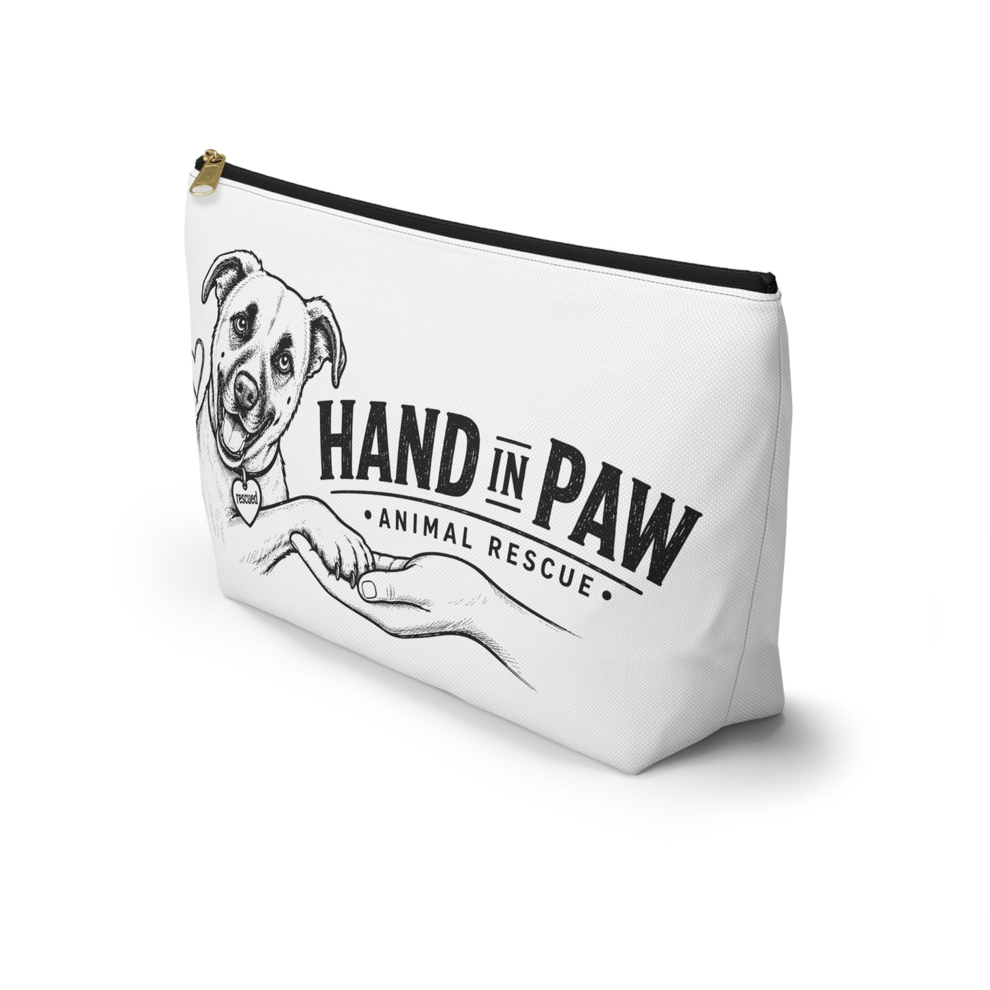 Hand in Paw Accessory Pouch — Zippered T‑Bottom Makeup & Travel Organizer