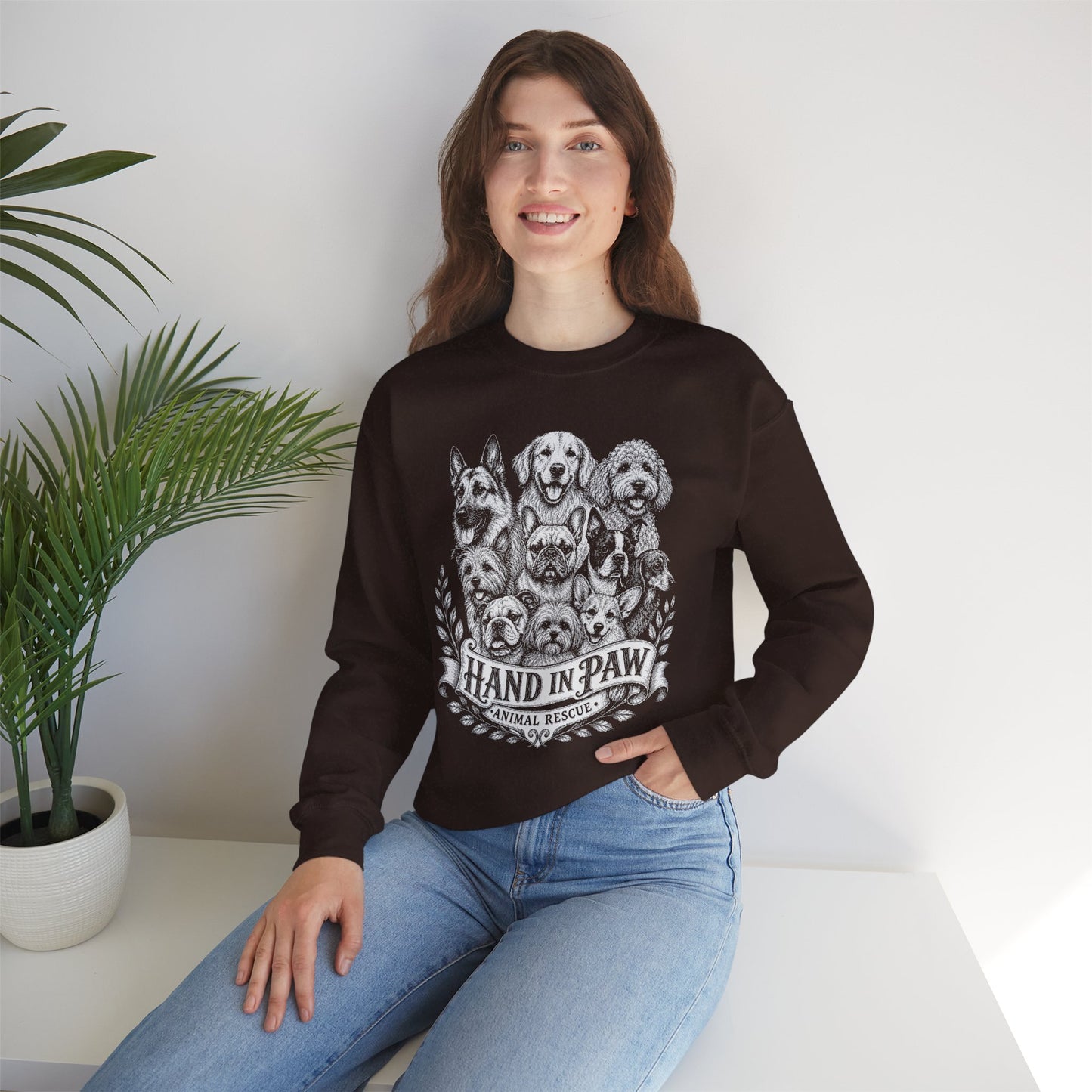 Hand in Paw Animal Rescue - Vintage Animal Sketch Unisex Crewneck Sweatshirt