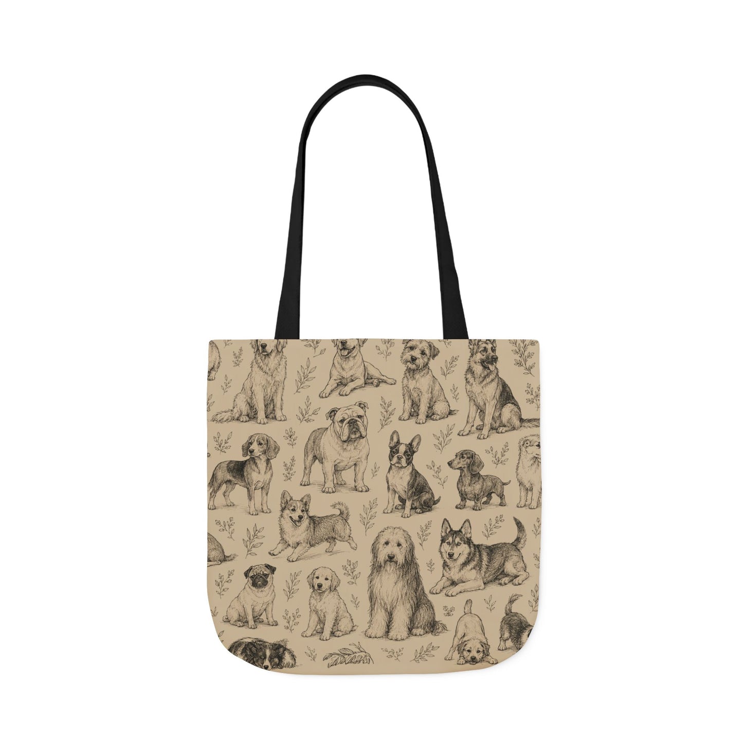 Canvas Tote Bag - Vintage Sketch Dogs Pattern