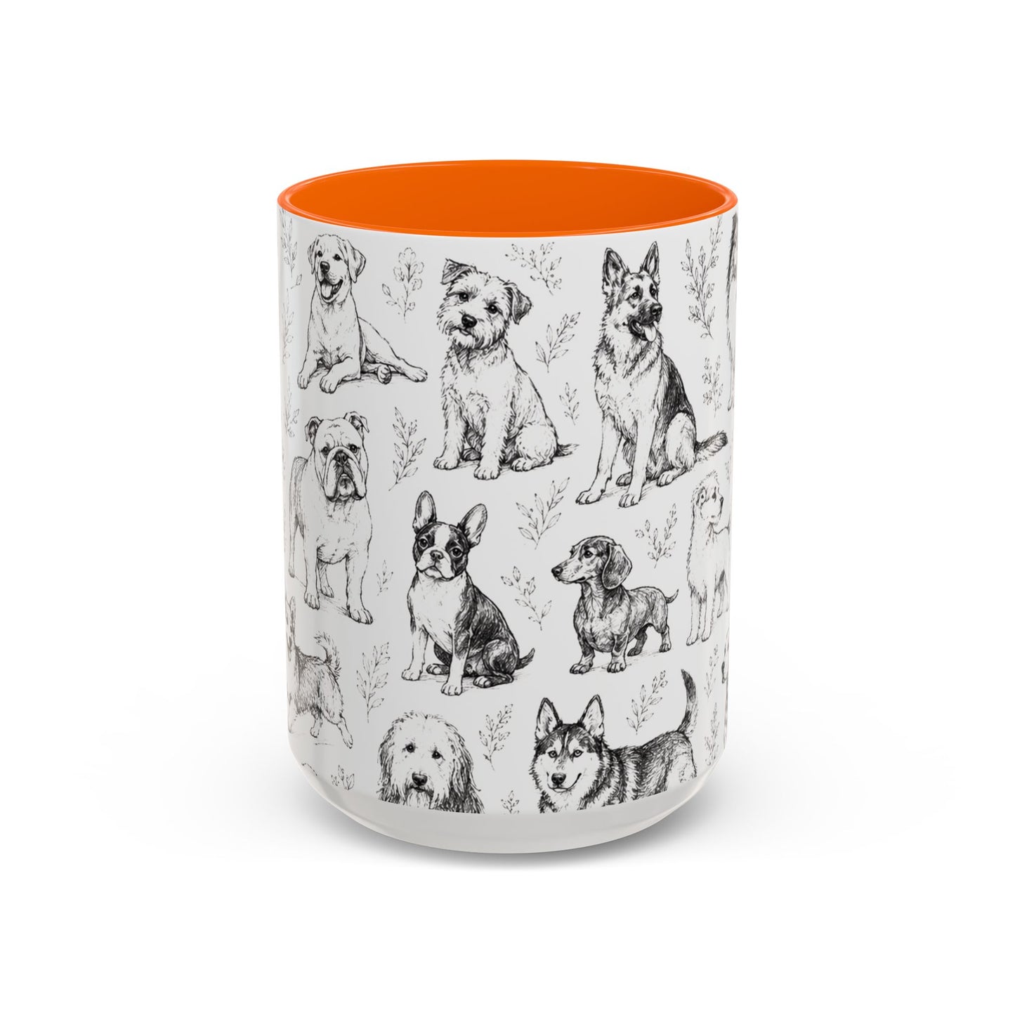 Dog Pattern Accent Coffee Mug 15 oz
