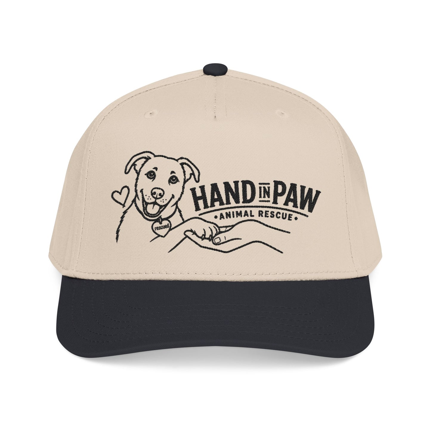 Mid Profile Baseball Cap - Embroidered Hand in Paw Design