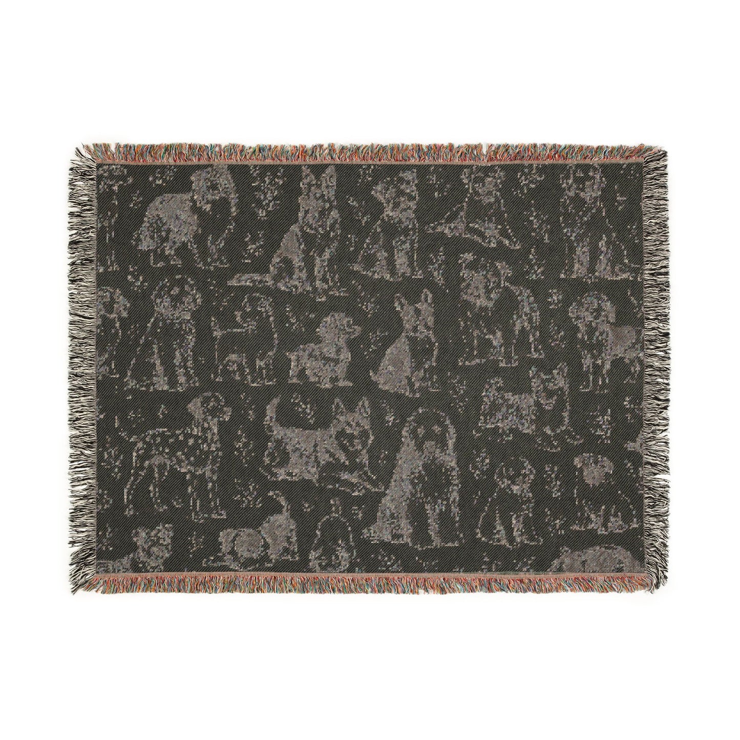 Artistic Drawn Dogs Woven Blanket