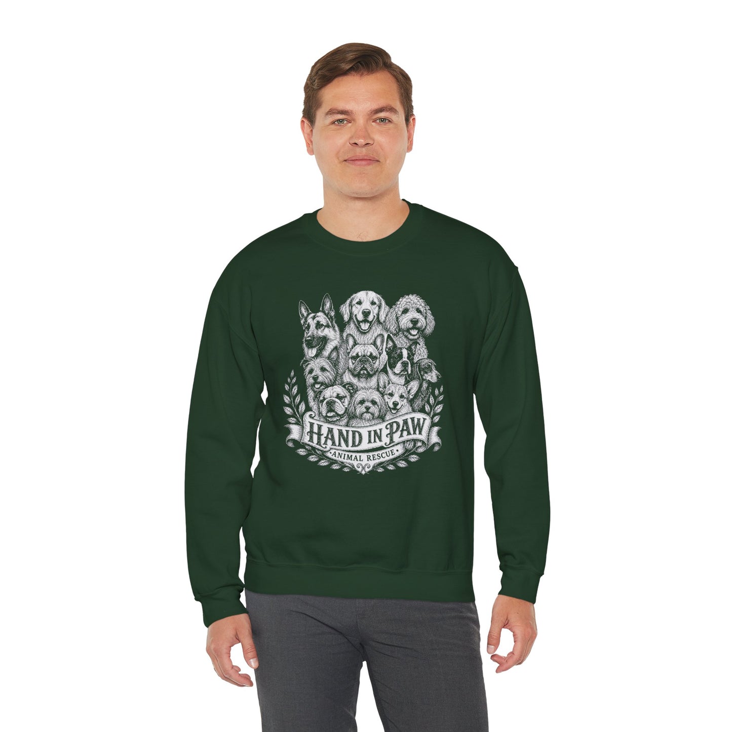 Hand in Paw Animal Rescue - Vintage Animal Sketch Unisex Crewneck Sweatshirt