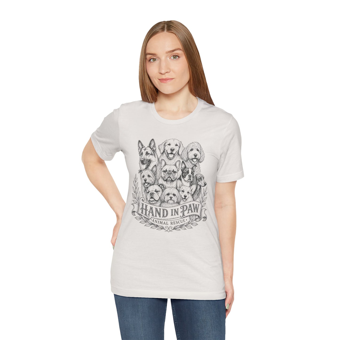 Hand in Paw Animal Rescue - Vintage Animal Sketch Logo T-Shirt