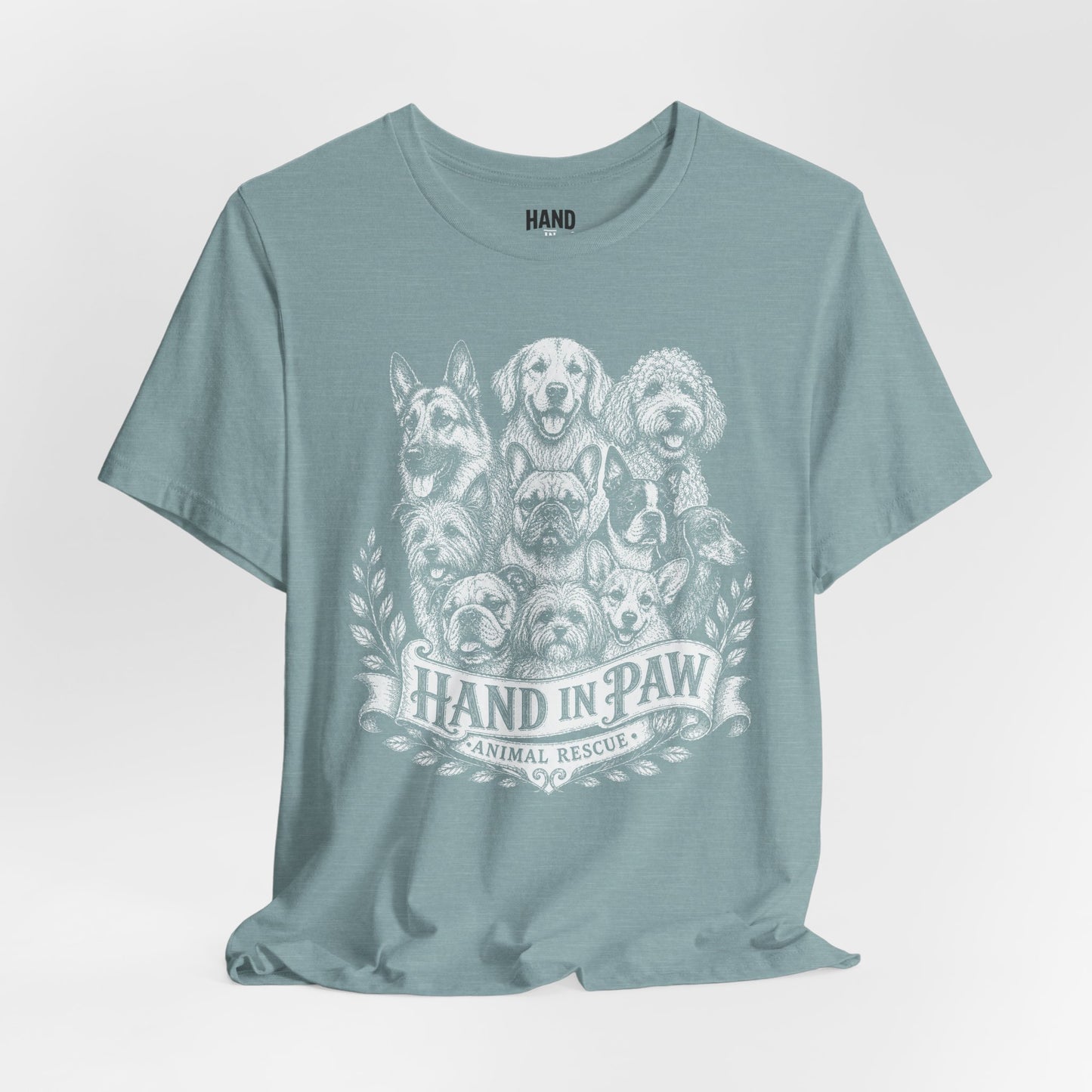 Hand in Paw Animal Rescue - Vintage Animal Sketch Logo T-Shirt
