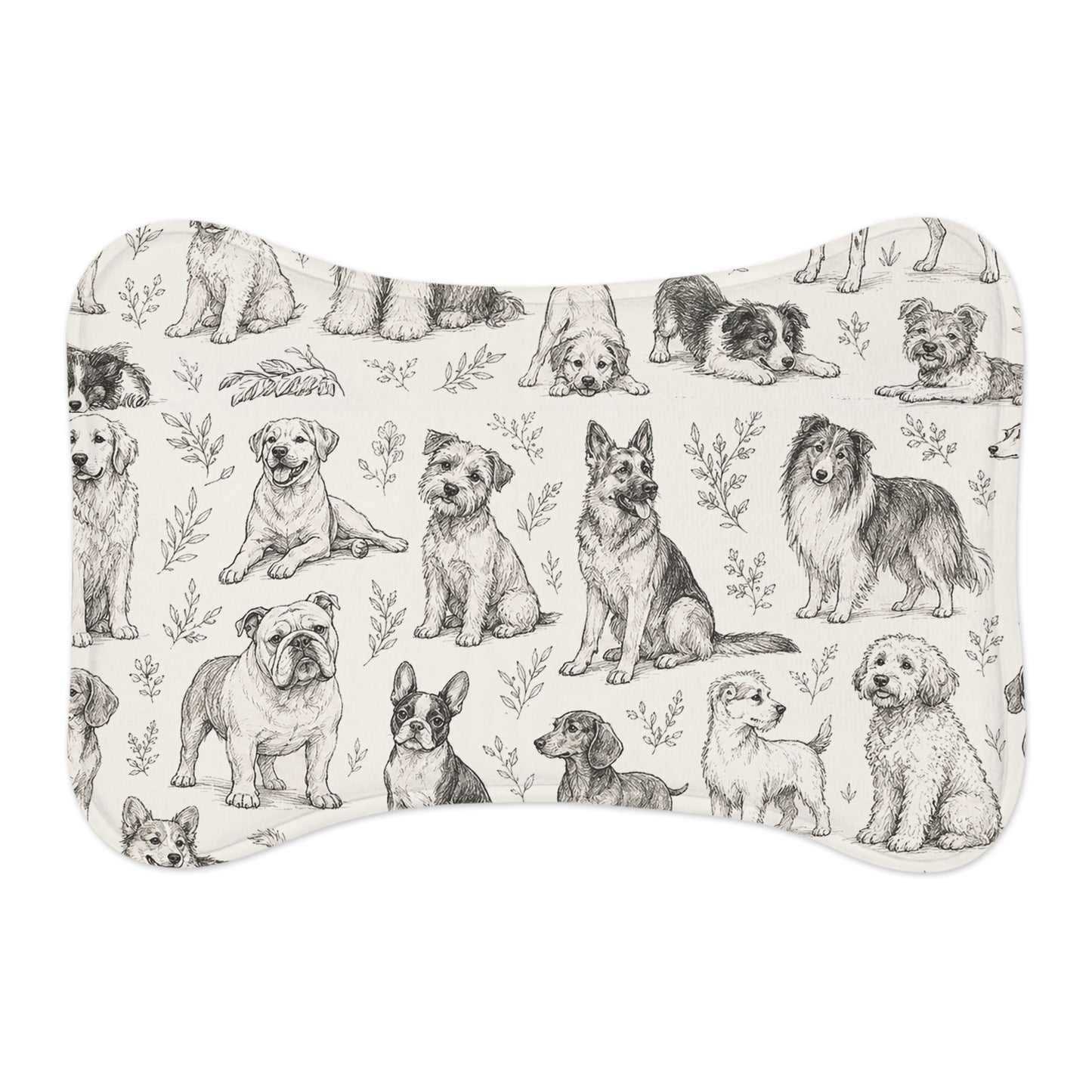 Dog Pattern Pet Feeding Mat - Non-Slip Bone-Shaped