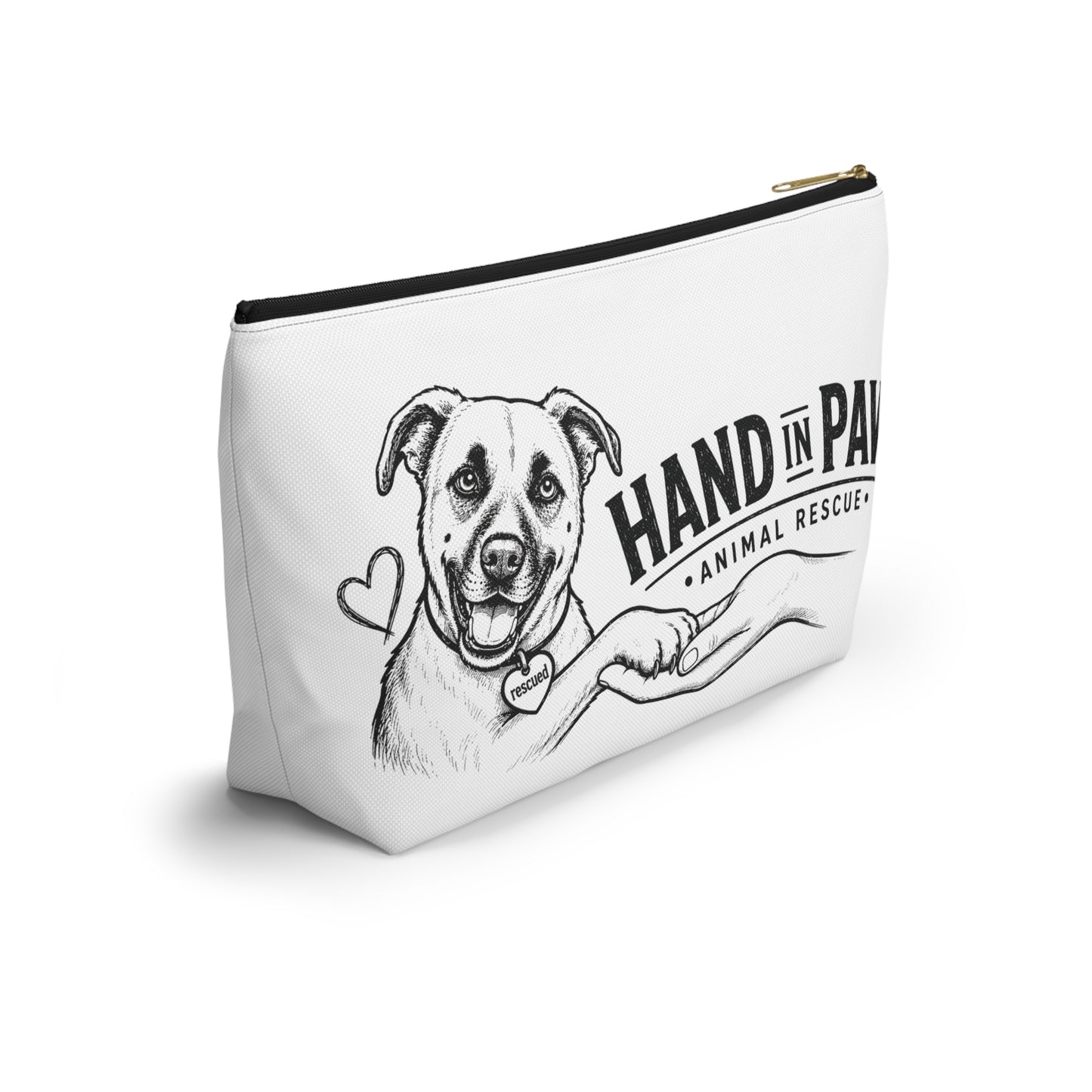Hand in Paw Accessory Pouch — Zippered T‑Bottom Makeup & Travel Organizer