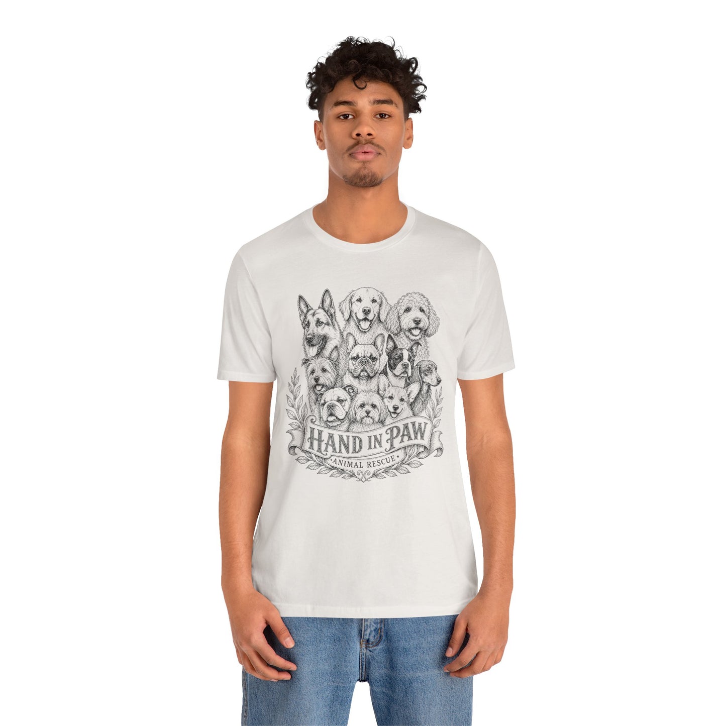 Hand in Paw Animal Rescue - Vintage Animal Sketch Logo T-Shirt