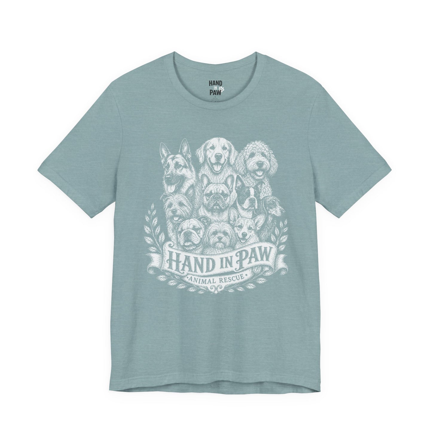 Hand in Paw Animal Rescue - Vintage Animal Sketch Logo T-Shirt