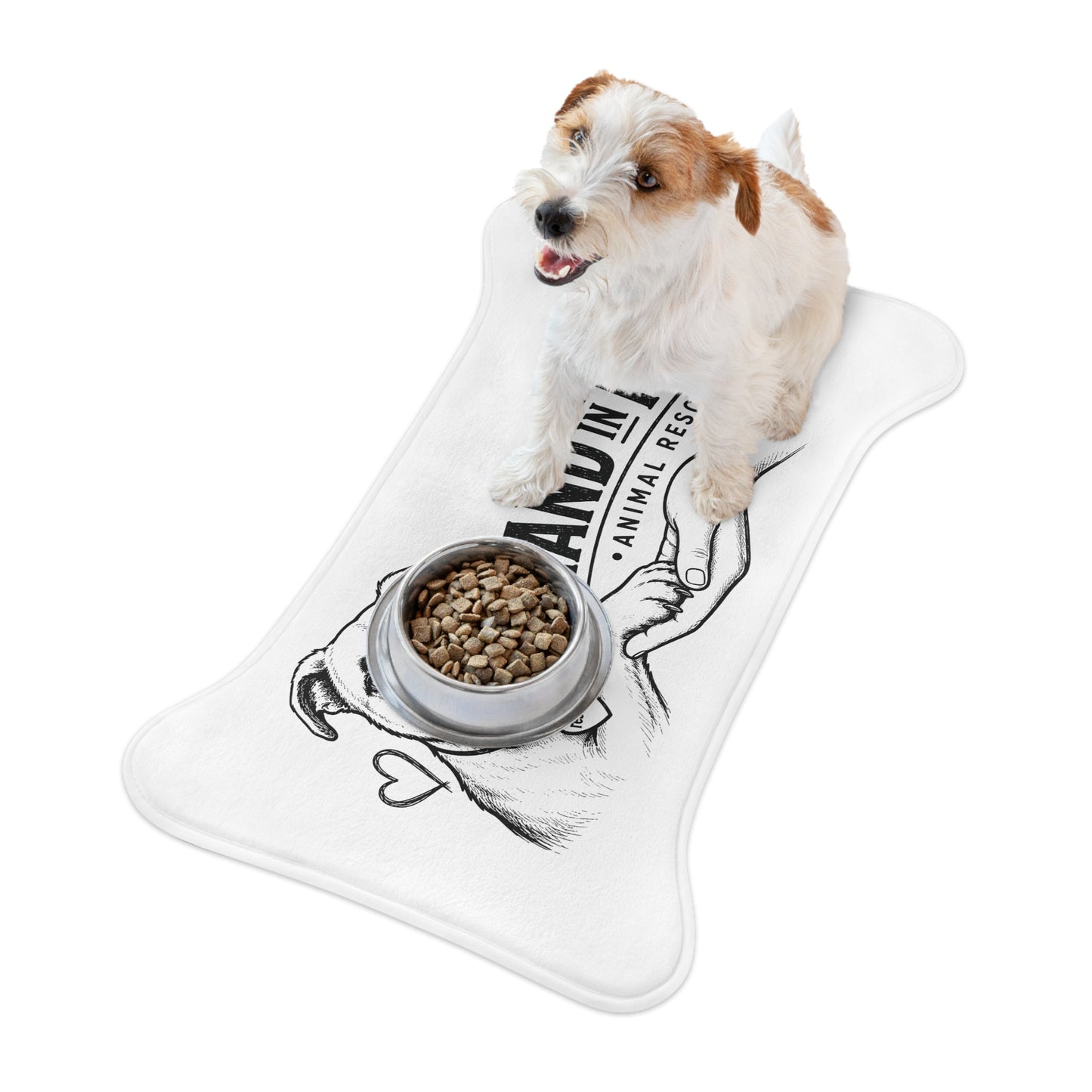 Hand in Paw Pet Feeding Mat - Non-Slip Bone-Shaped