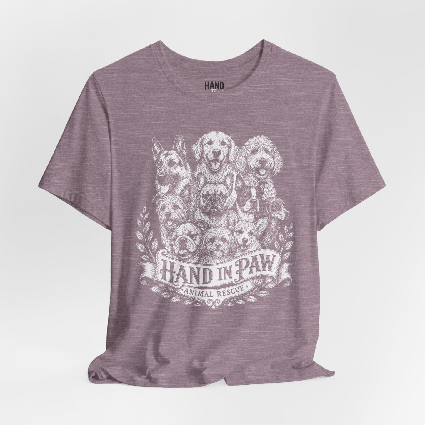 Hand in Paw Animal Rescue - Vintage Animal Sketch Logo T-Shirt