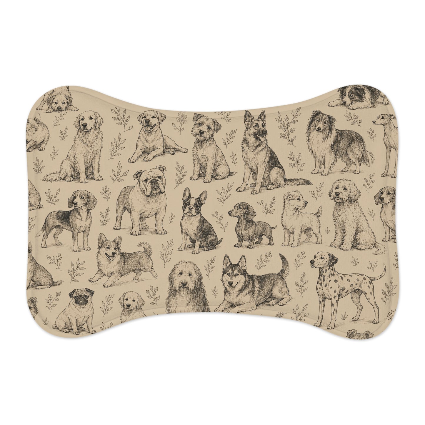 Dog Pattern Pet Feeding Mat - Non-Slip Bone-Shaped