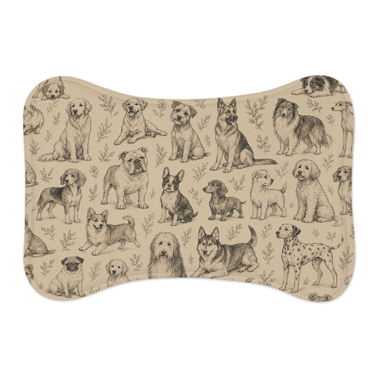 Dog Pattern Pet Feeding Mat - Non-Slip Bone-Shaped