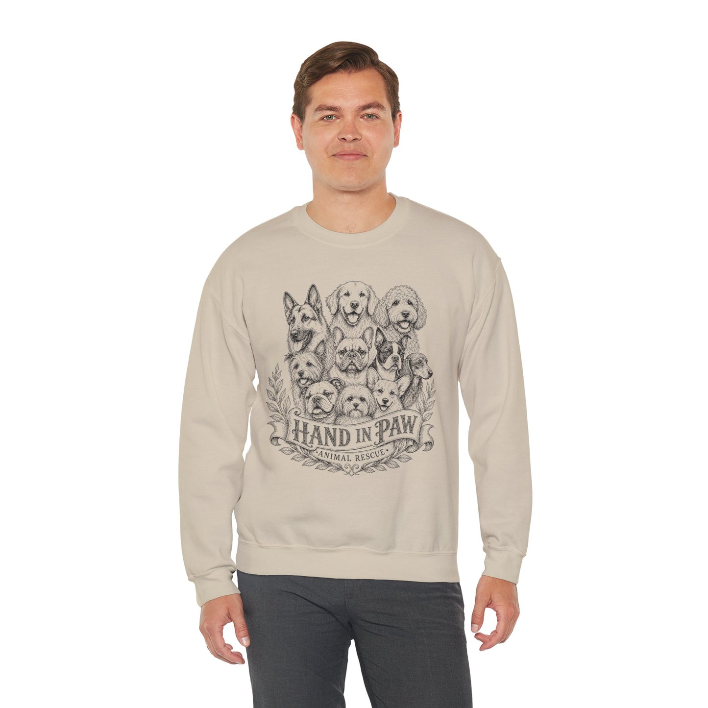 Hand in Paw Animal Rescue - Vintage Animal Sketch Unisex Crewneck Sweatshirt