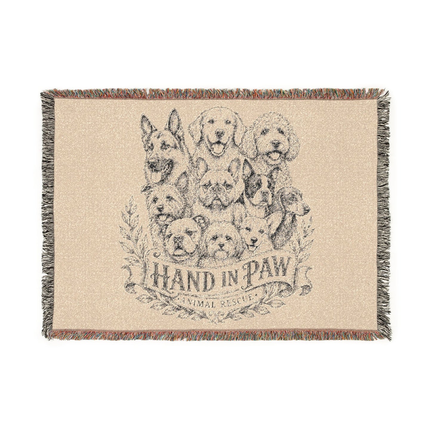 Vintage Sketch Dog Design - Woven Blanket