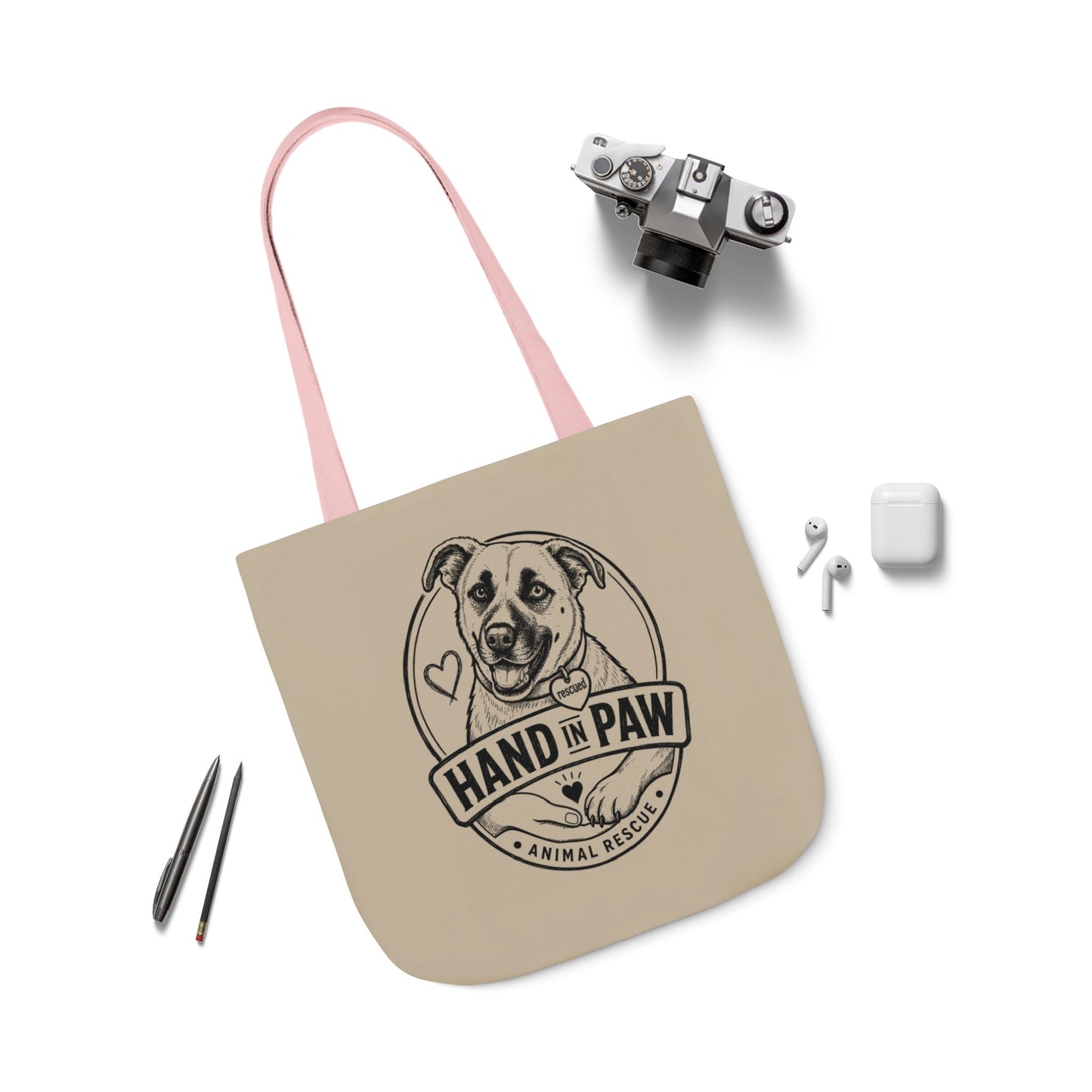 Canvas Tote Bag - Vintage Sketch Dogs Pattern