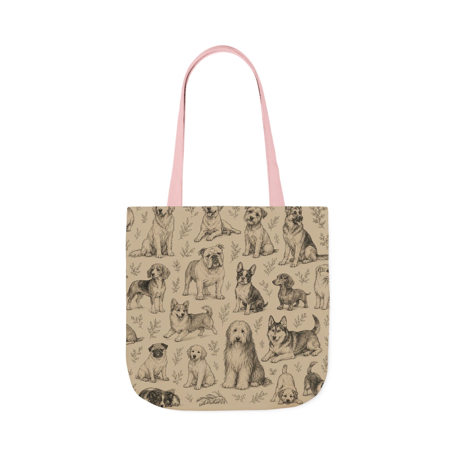Canvas Tote Bag - Vintage Sketch Dogs Pattern