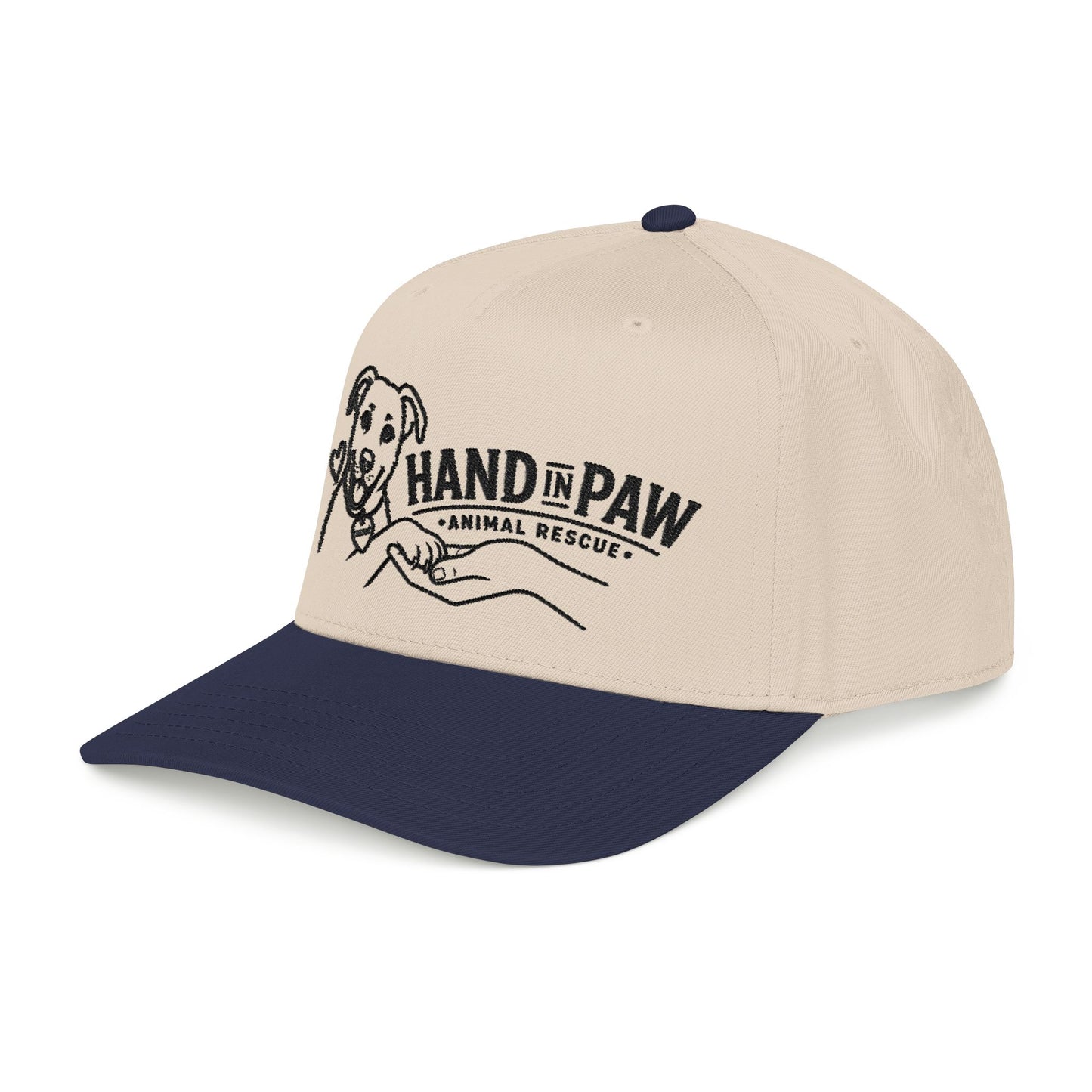 Mid Profile Baseball Cap - Embroidered Hand in Paw Design