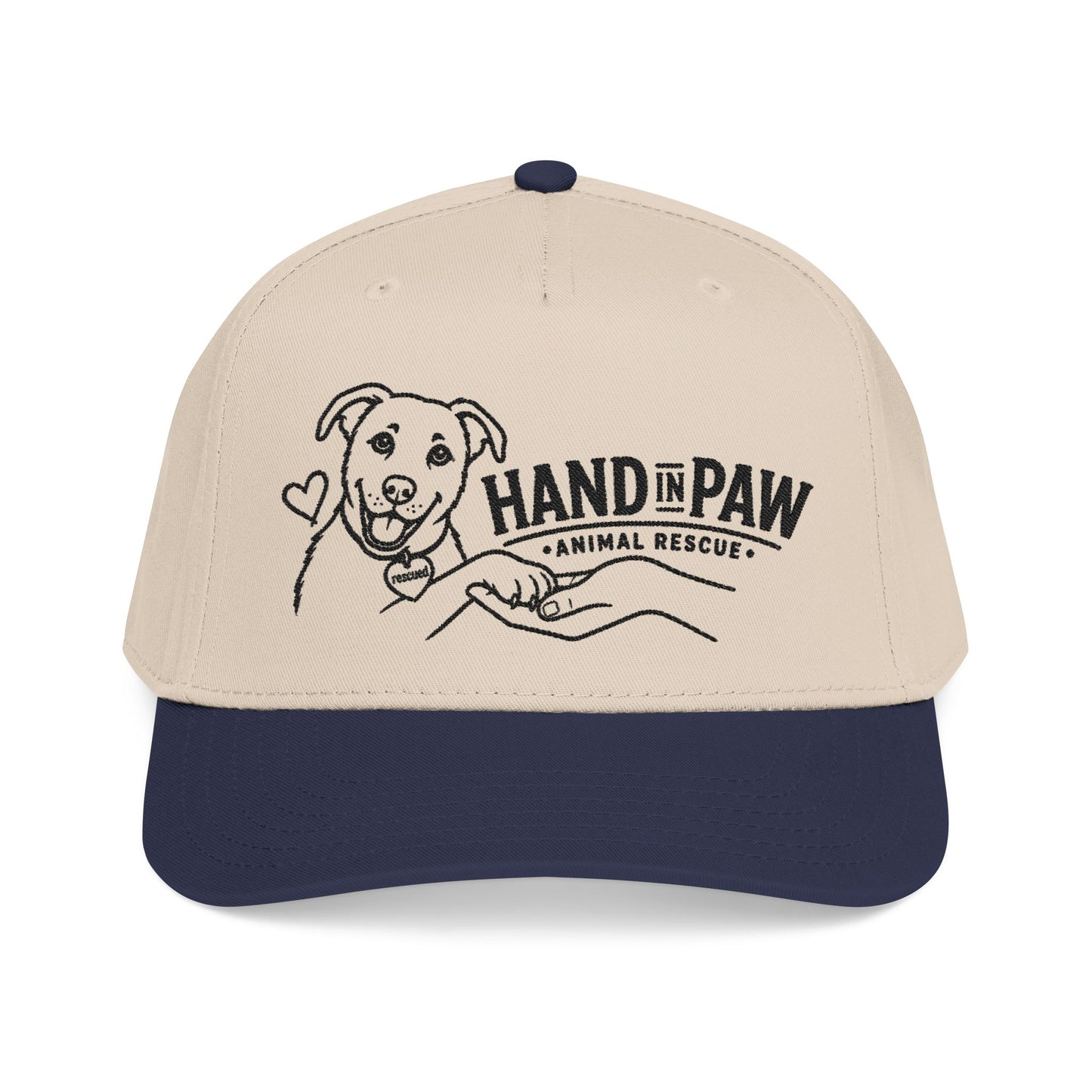 Mid Profile Baseball Cap - Embroidered Hand in Paw Design