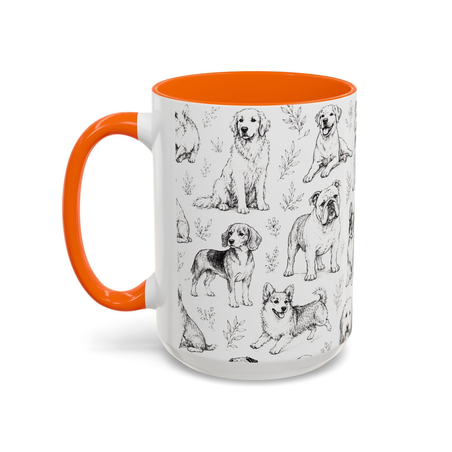 Dog Pattern Accent Coffee Mug 15 oz