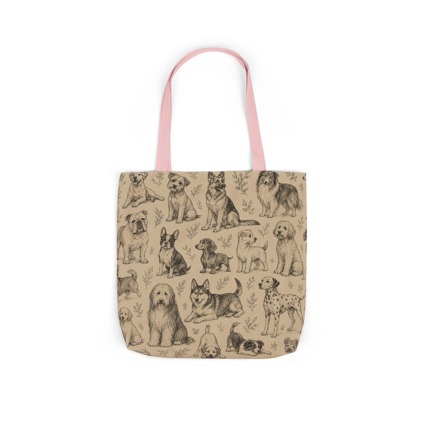 Canvas Tote Bag - Vintage Sketch Dogs Pattern