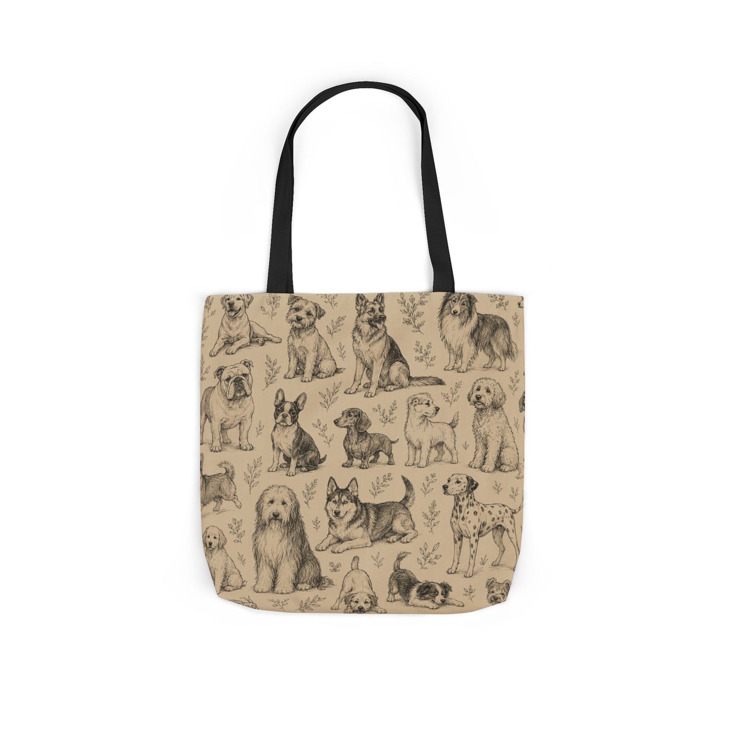 Canvas Tote Bag - Vintage Sketch Dogs Pattern