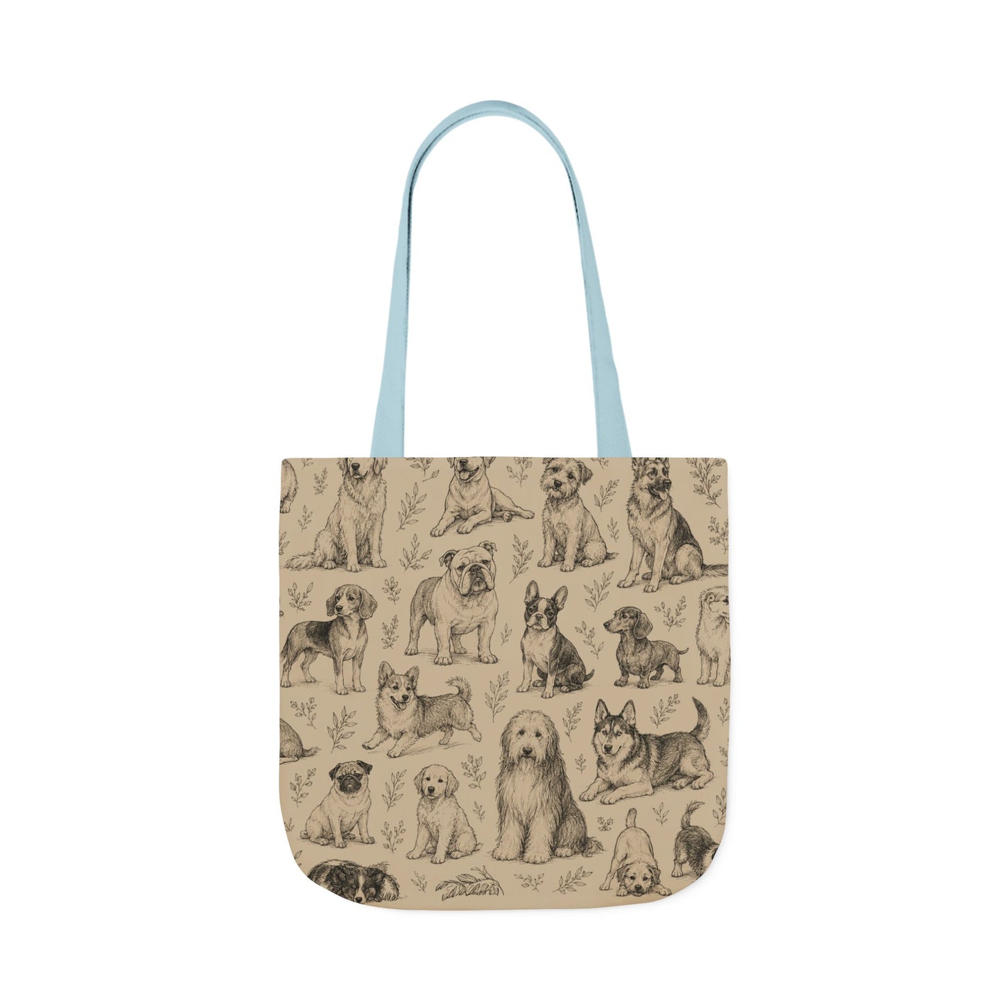 Canvas Tote Bag - Vintage Sketch Dogs Pattern