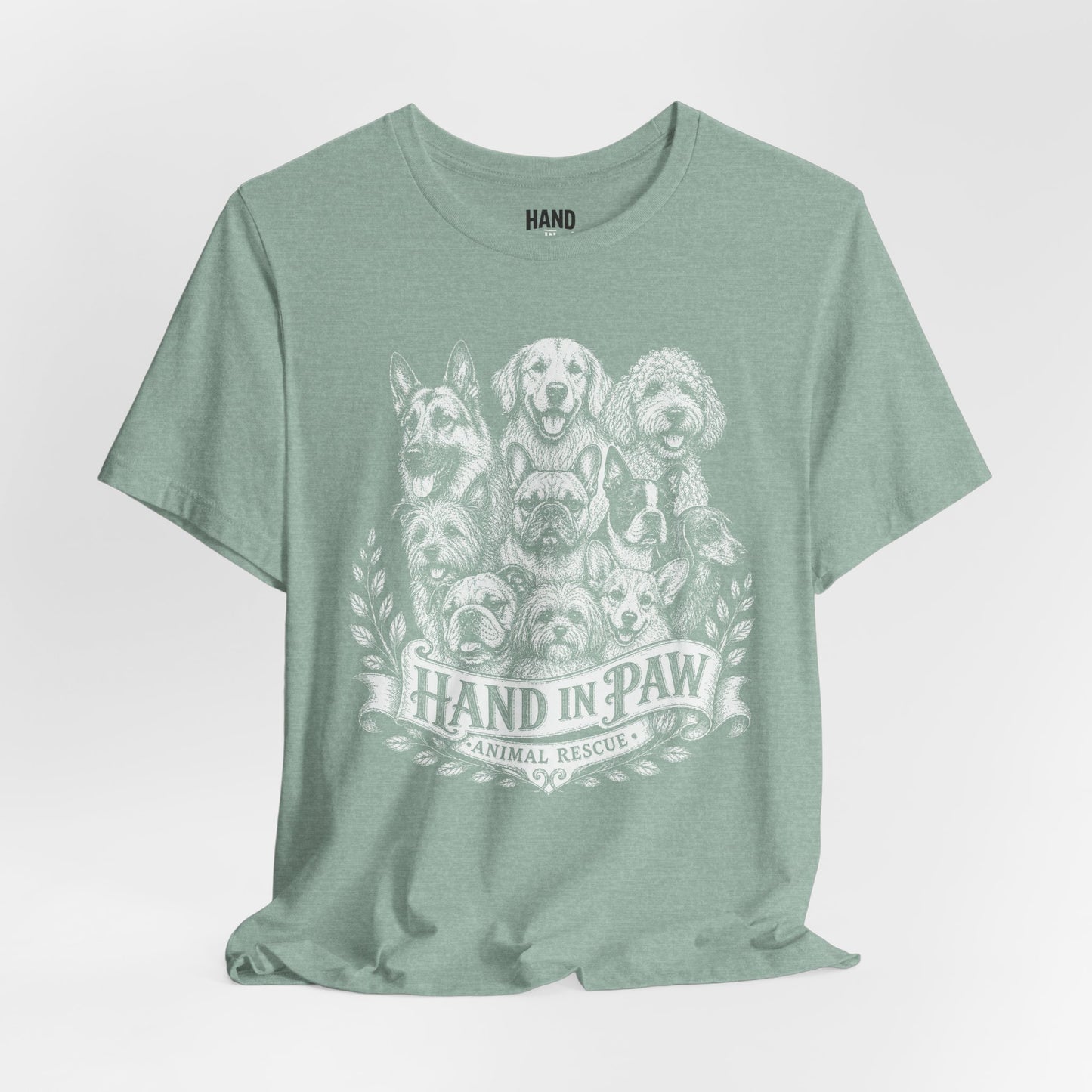 Hand in Paw Animal Rescue - Vintage Animal Sketch Logo T-Shirt