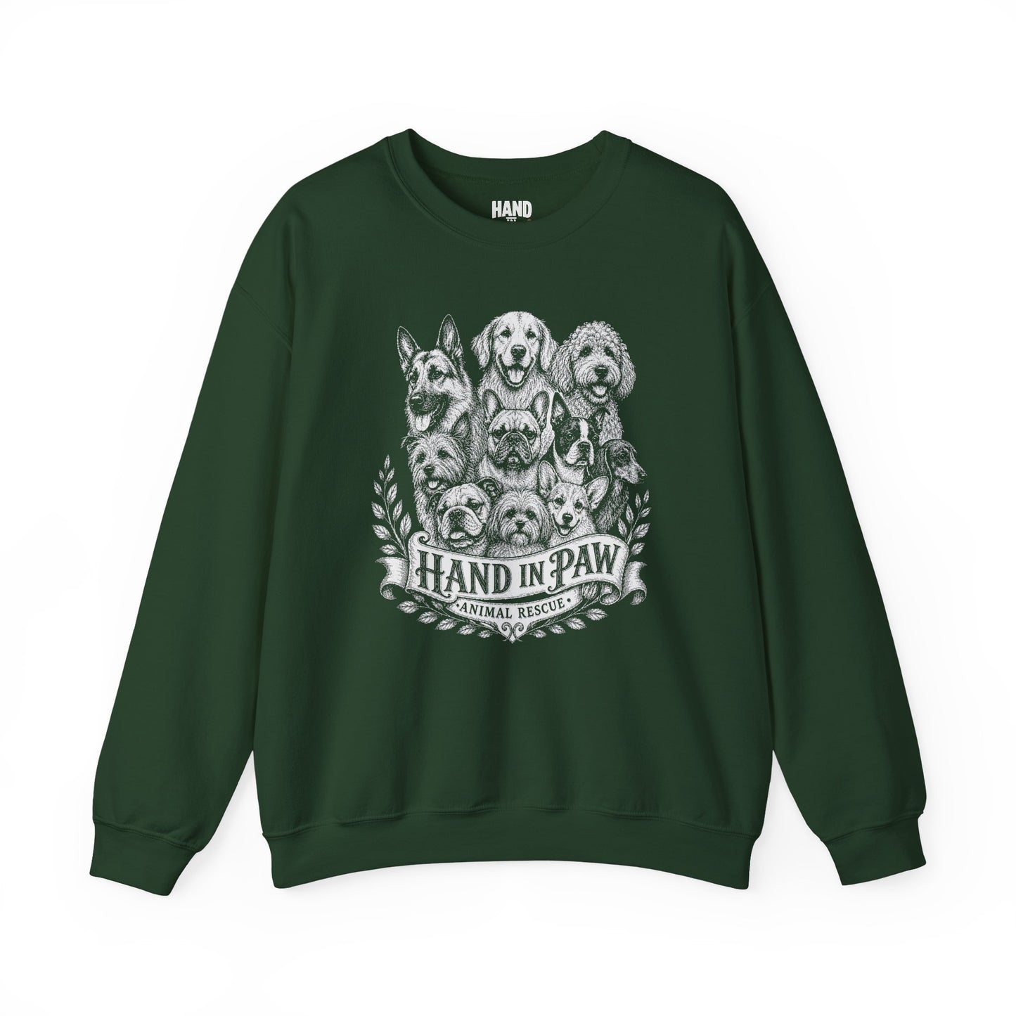Hand in Paw Animal Rescue - Vintage Animal Sketch Unisex Crewneck Sweatshirt