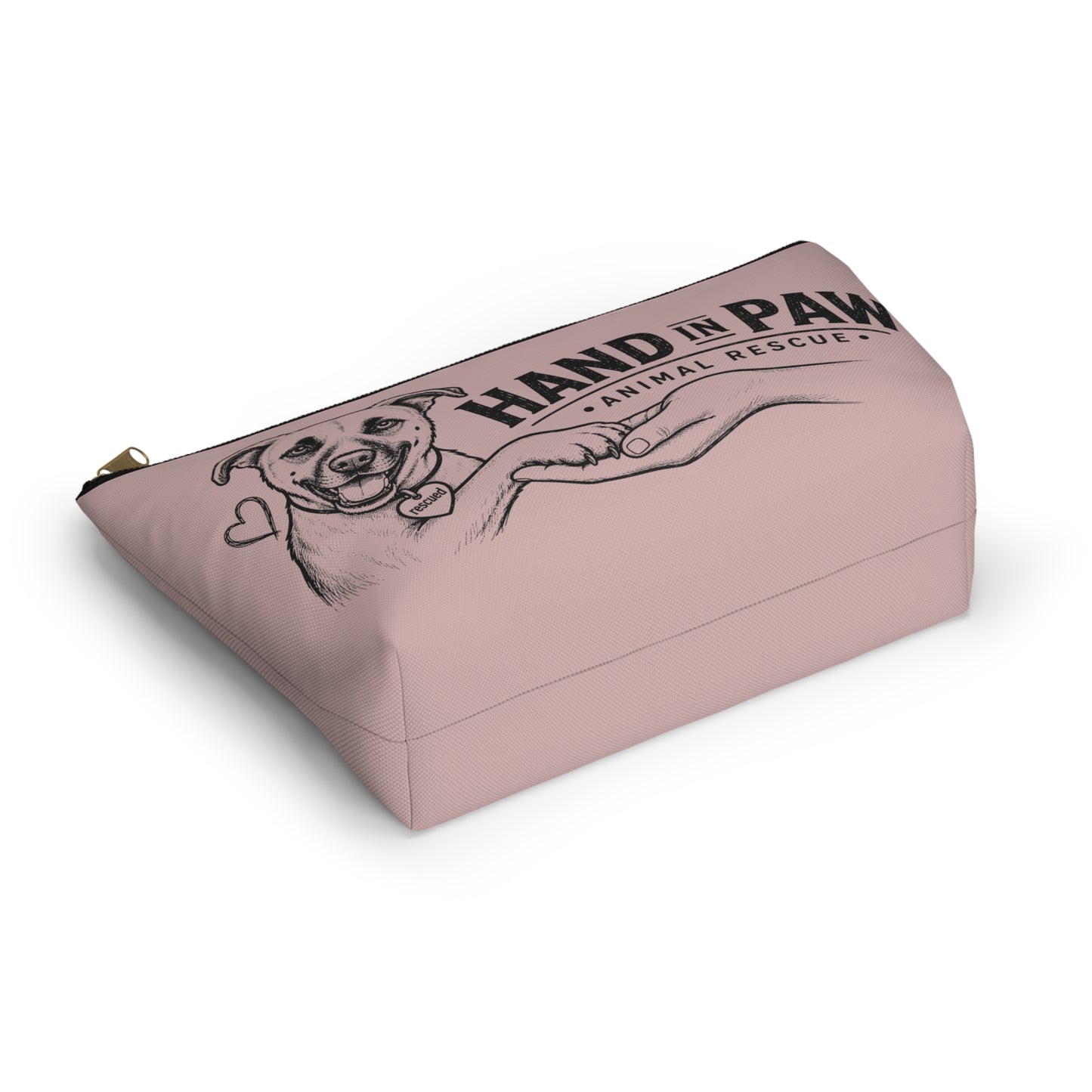 Hand in Paw Accessory Pouch — Zippered T‑Bottom Makeup & Travel Organizer