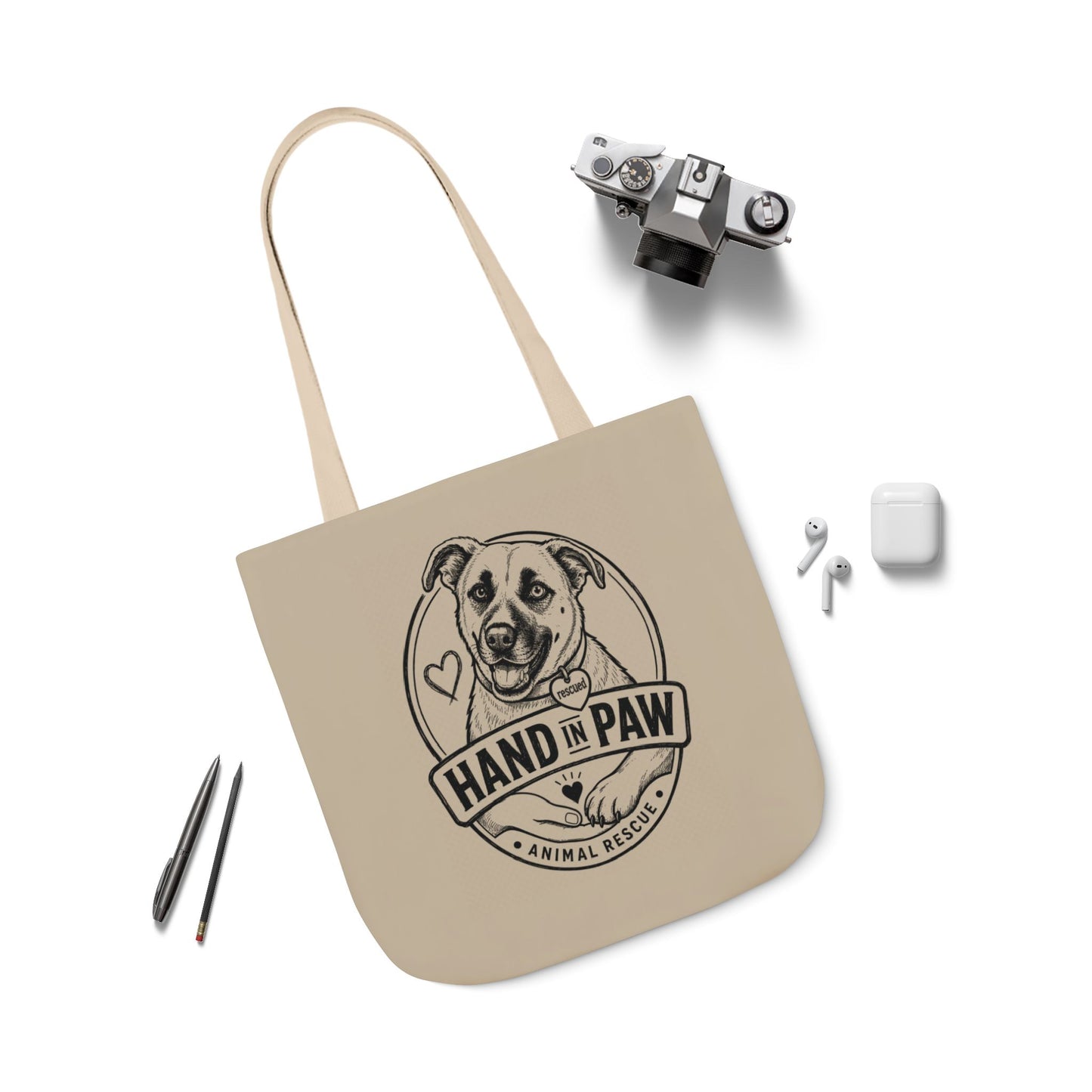 Canvas Tote Bag - Vintage Sketch Dogs Pattern