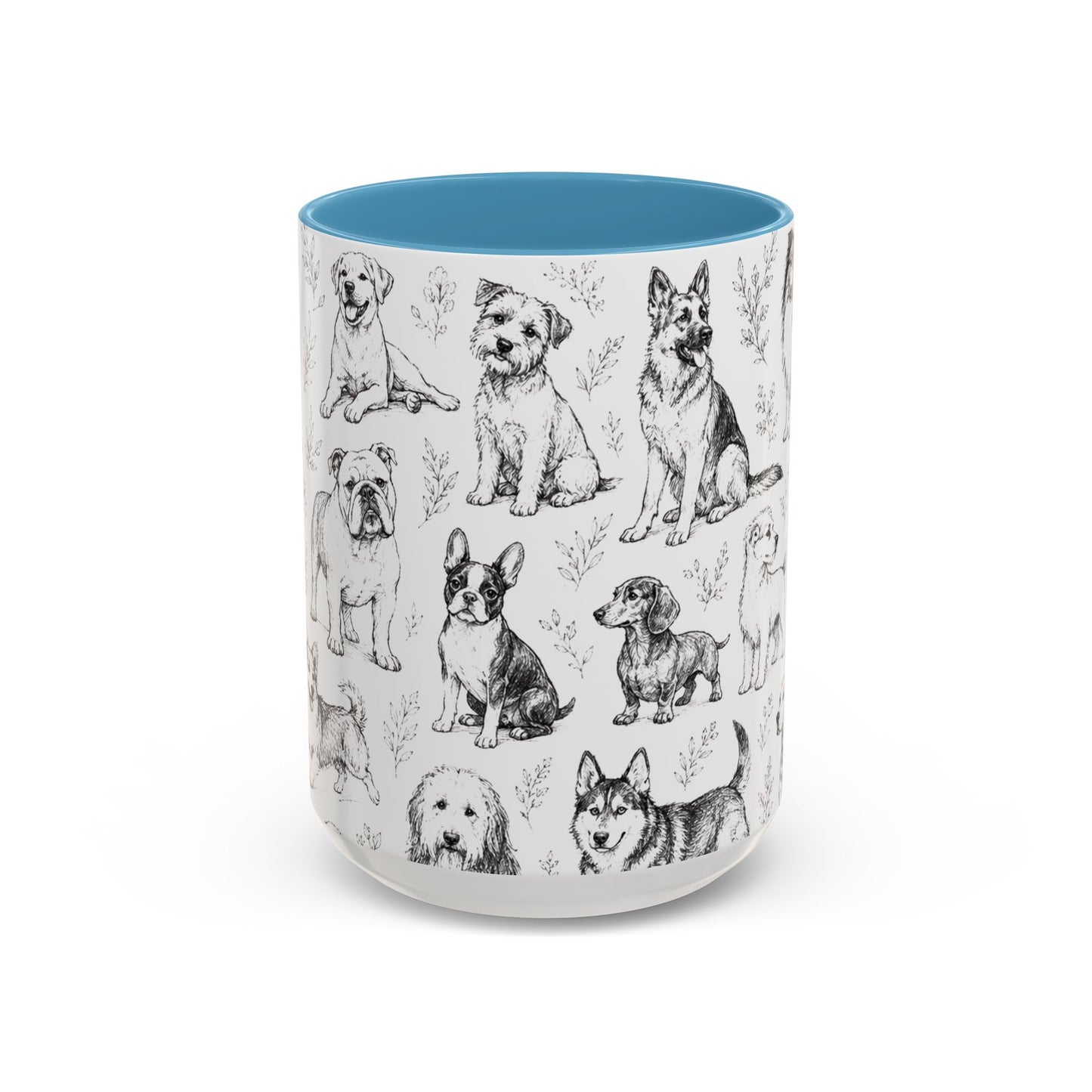 Dog Pattern Accent Coffee Mug 15 oz