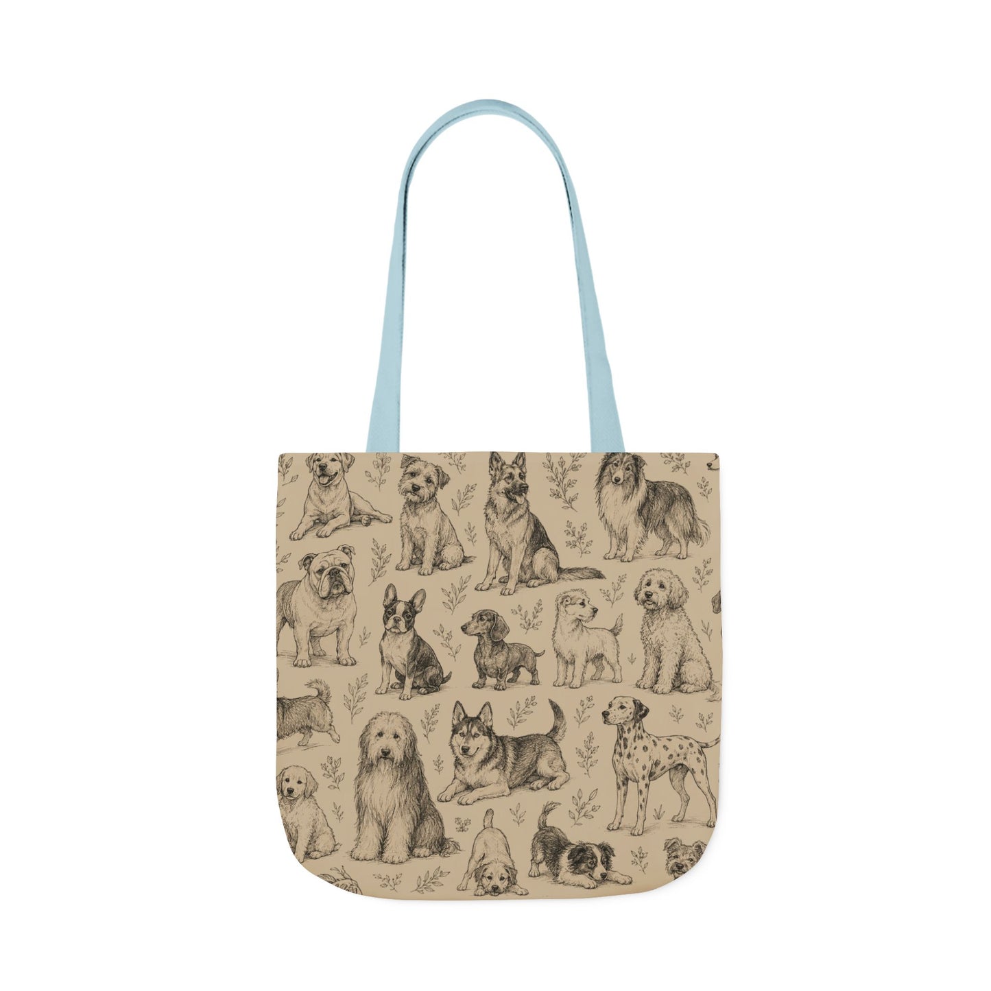 Canvas Tote Bag - Vintage Sketch Dogs Pattern