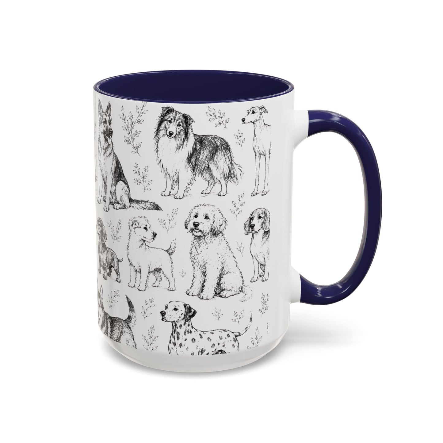Dog Pattern Accent Coffee Mug 15 oz
