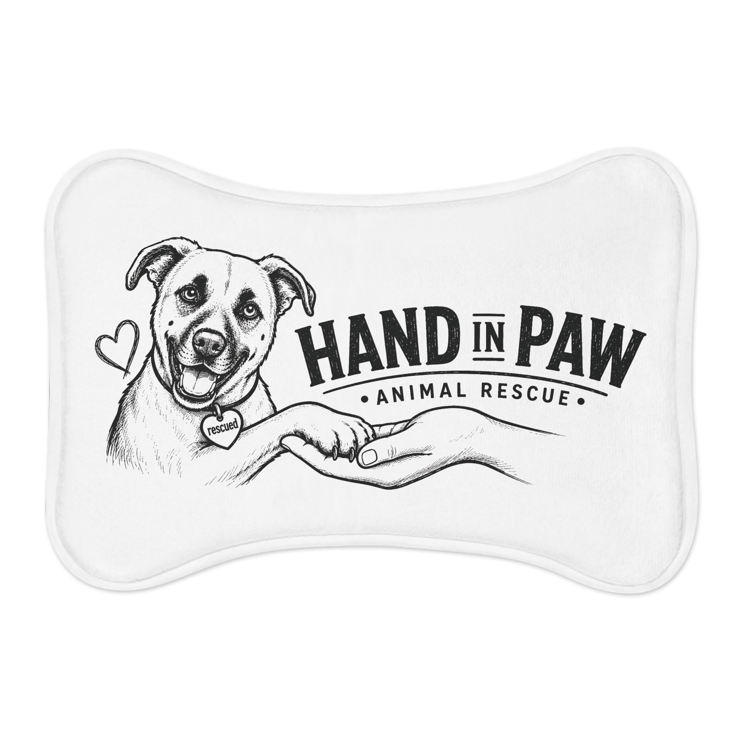 Hand in Paw Pet Feeding Mat - Non-Slip Bone-Shaped