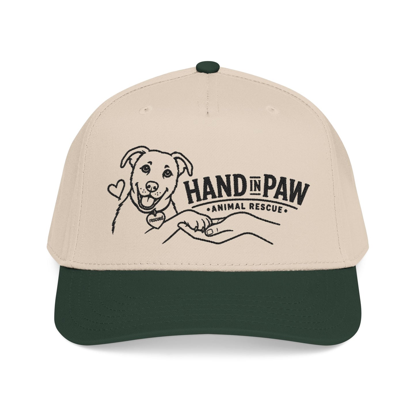 Mid Profile Baseball Cap - Embroidered Hand in Paw Design