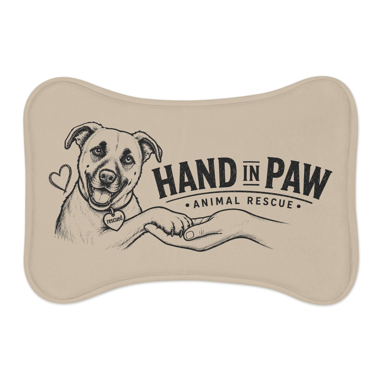 Hand in Paw Pet Feeding Mat - Non-Slip Bone-Shaped