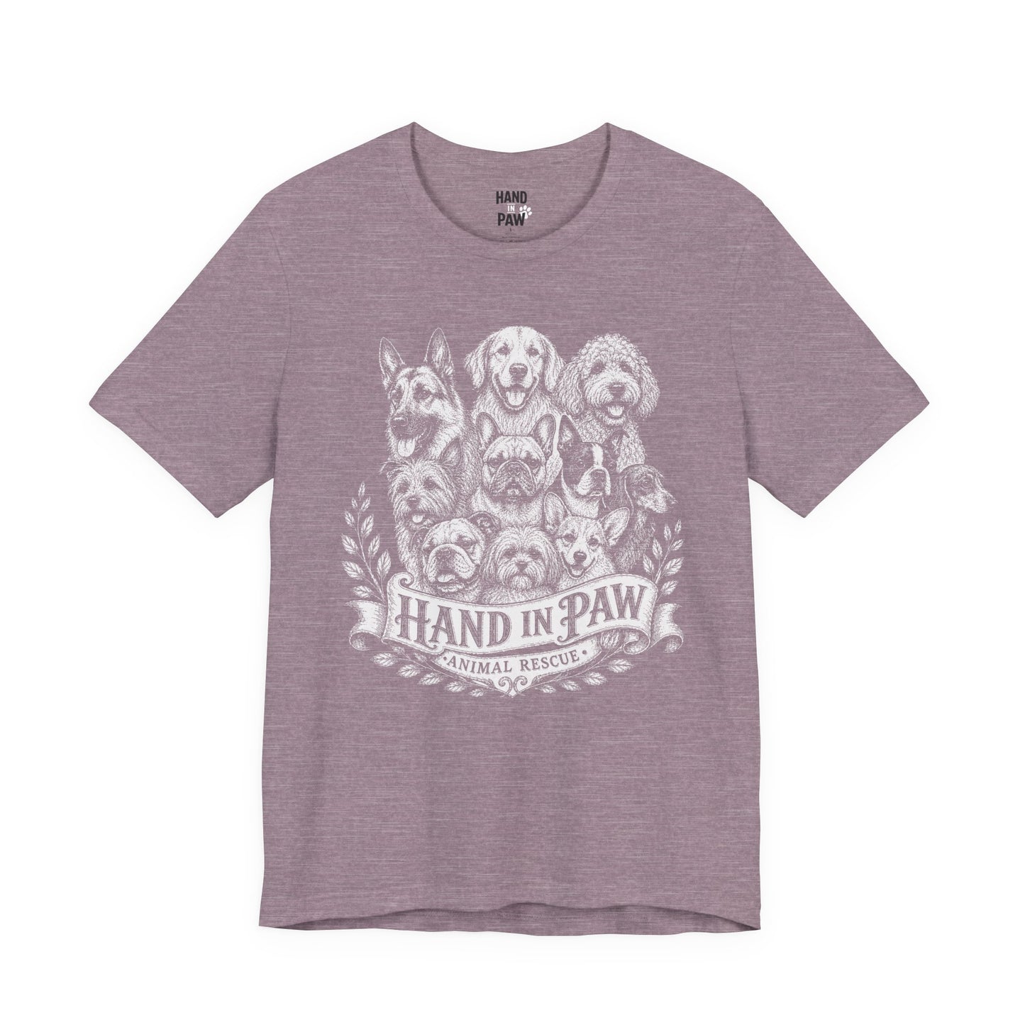 Hand in Paw Animal Rescue - Vintage Animal Sketch Logo T-Shirt